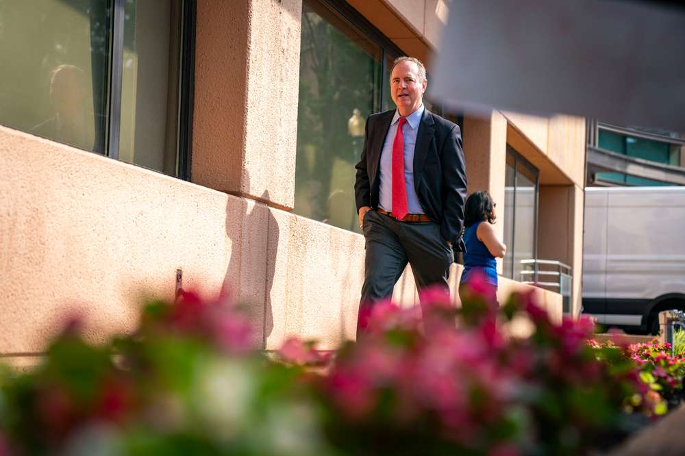 ONE TIME USE: Rep. Adam Schiff speaks to reporters in Washington. Photo / Allison Robbert / The Washington Post