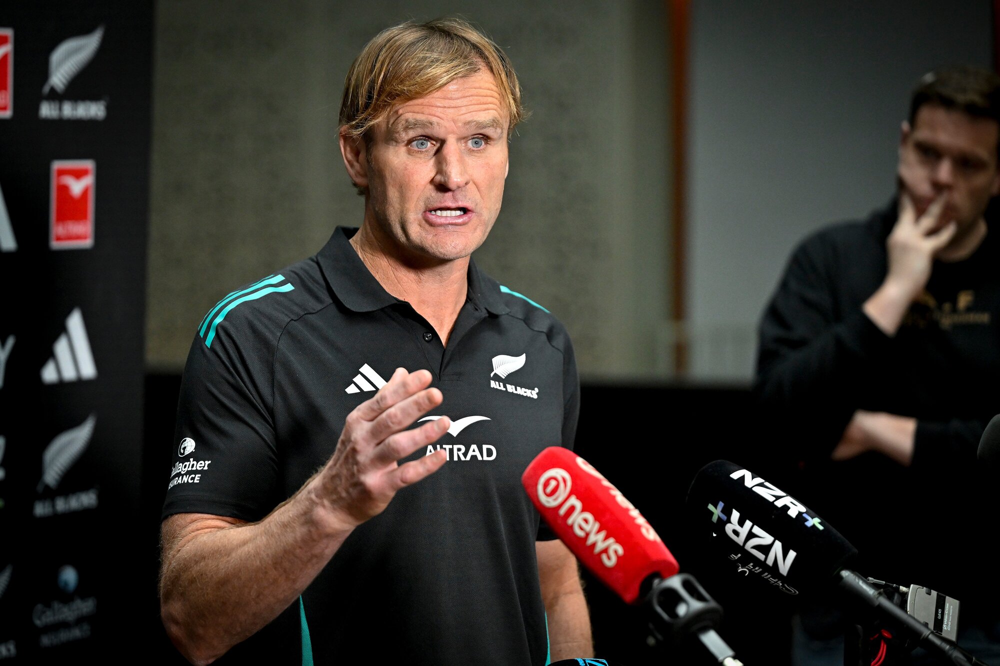 Scott Robertson speaks to media ahead of Saturday's test. Photo / Photosport