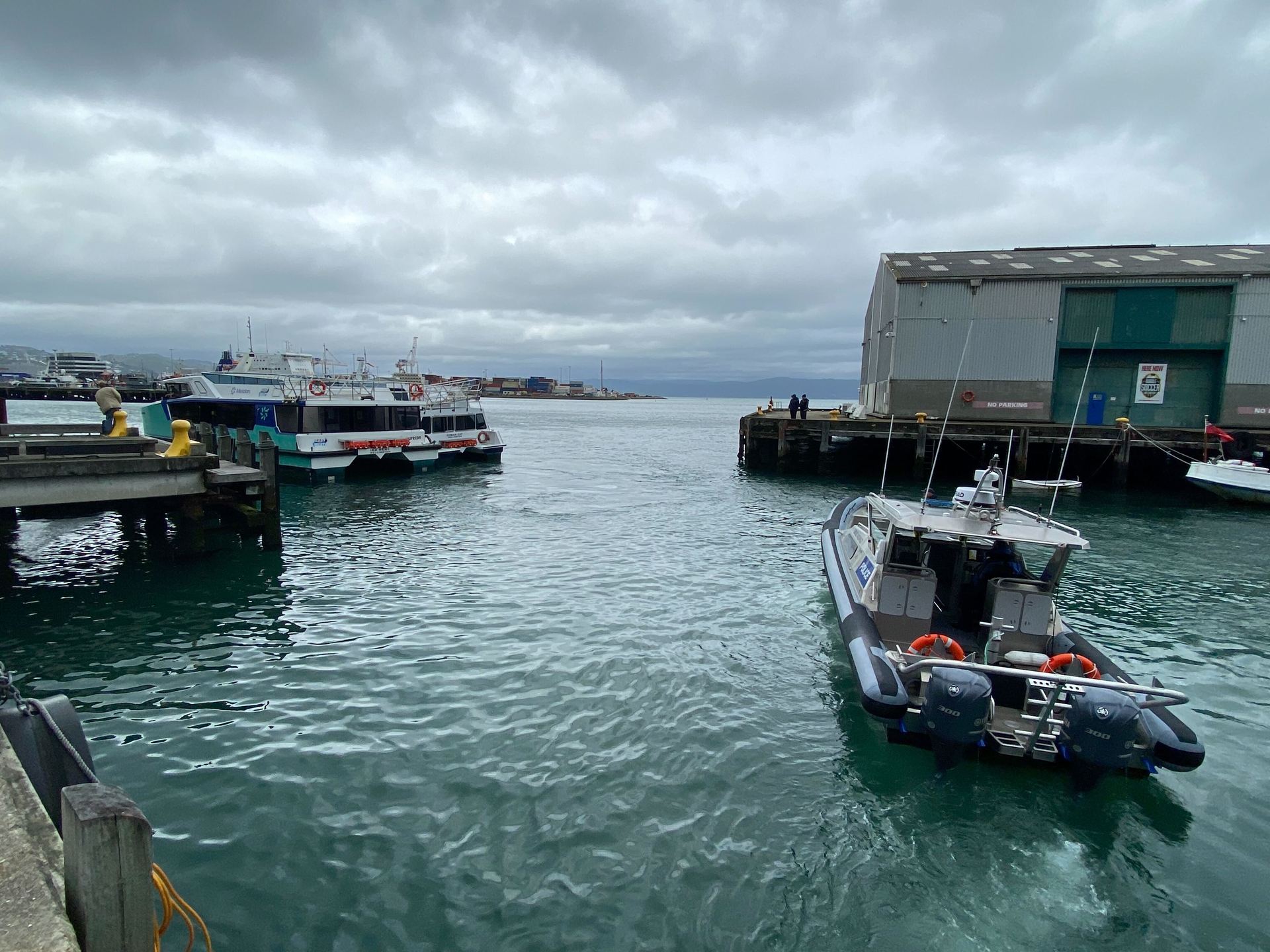 The police boat and the ferry. Photo / Supplied