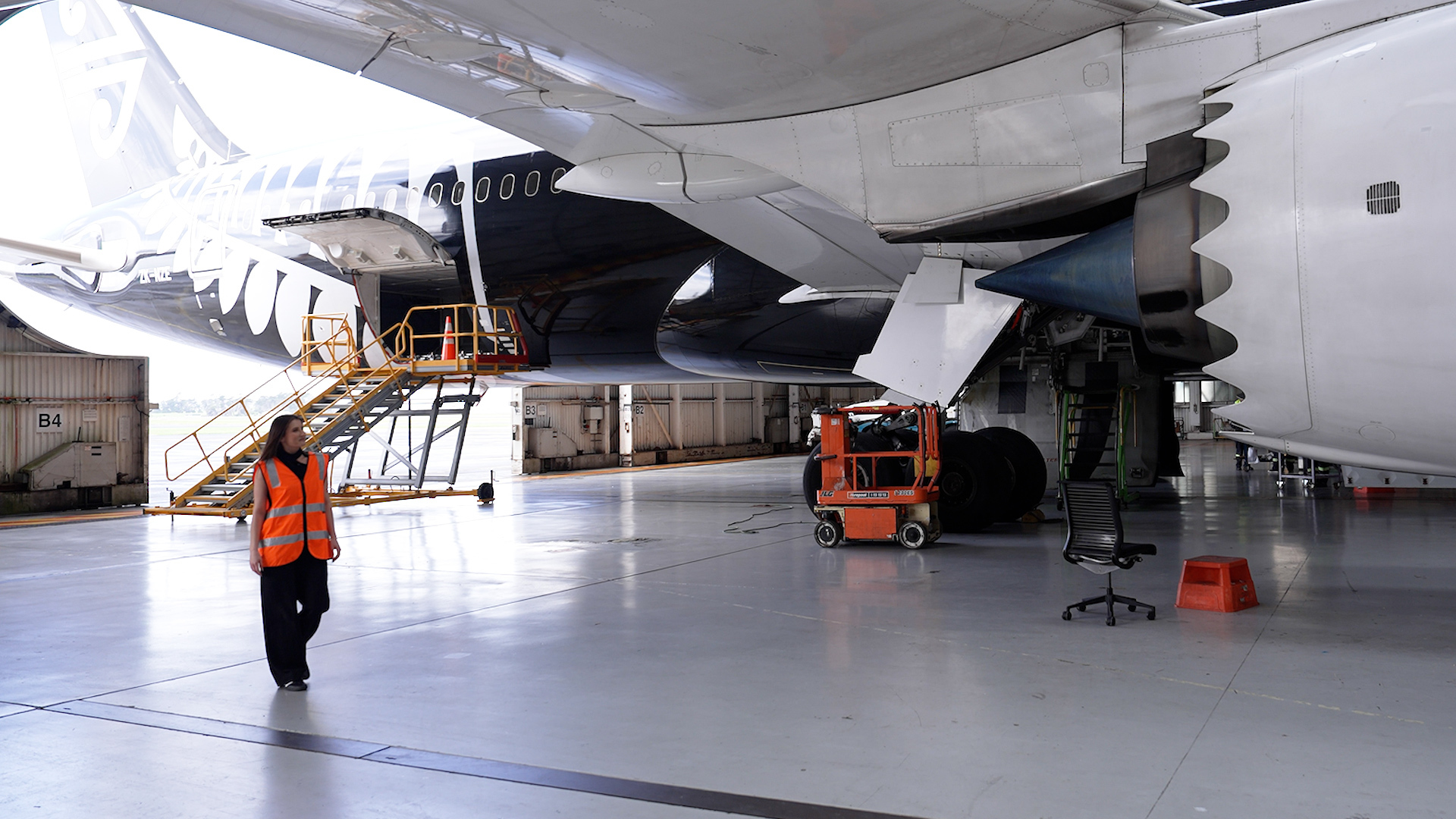 Markets with Madison takes you inside Air New Zealand's engineering hangar to see aircraft under maintenance up close. Photo / Cameron Pitney