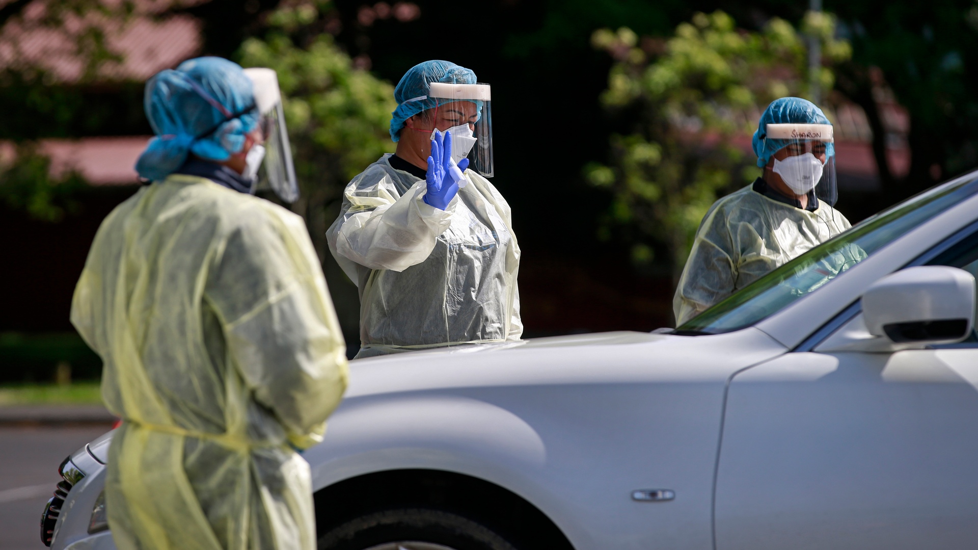 The Ōtara vaccination drive through keeps people coming through. Photo / Alex Burton 