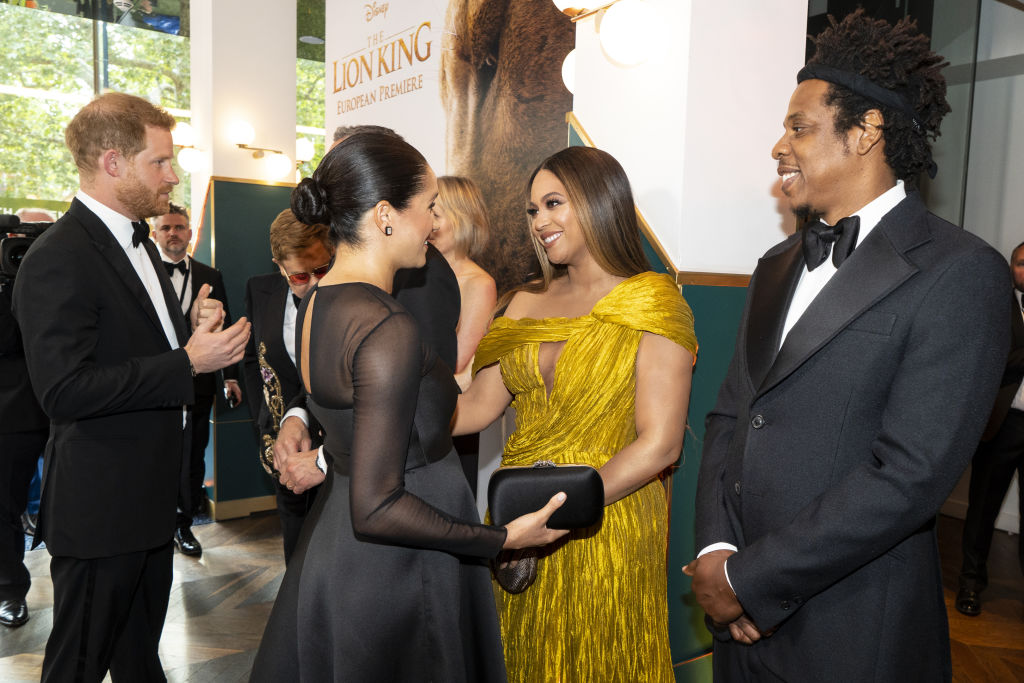 Prince Harry, and Meghan meets cast and crew, including Beyonce as they attend the European Premiere of Disney's