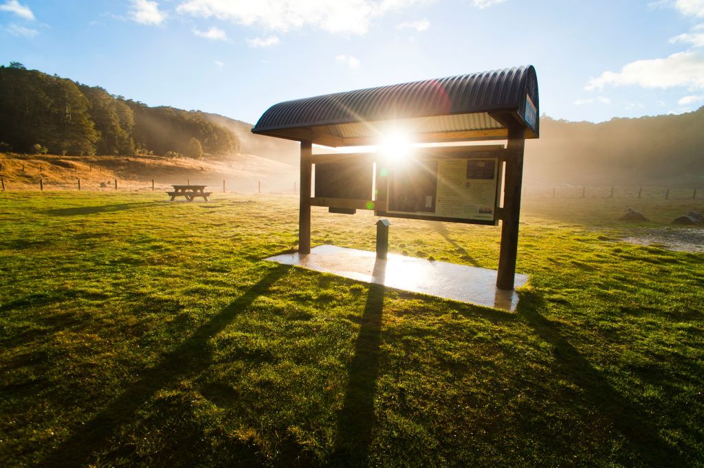 Sunrise at Canaan Downs Campsite, Abel Tasman National Park. Photo /Matthew Williams-Ellis, Getty Images