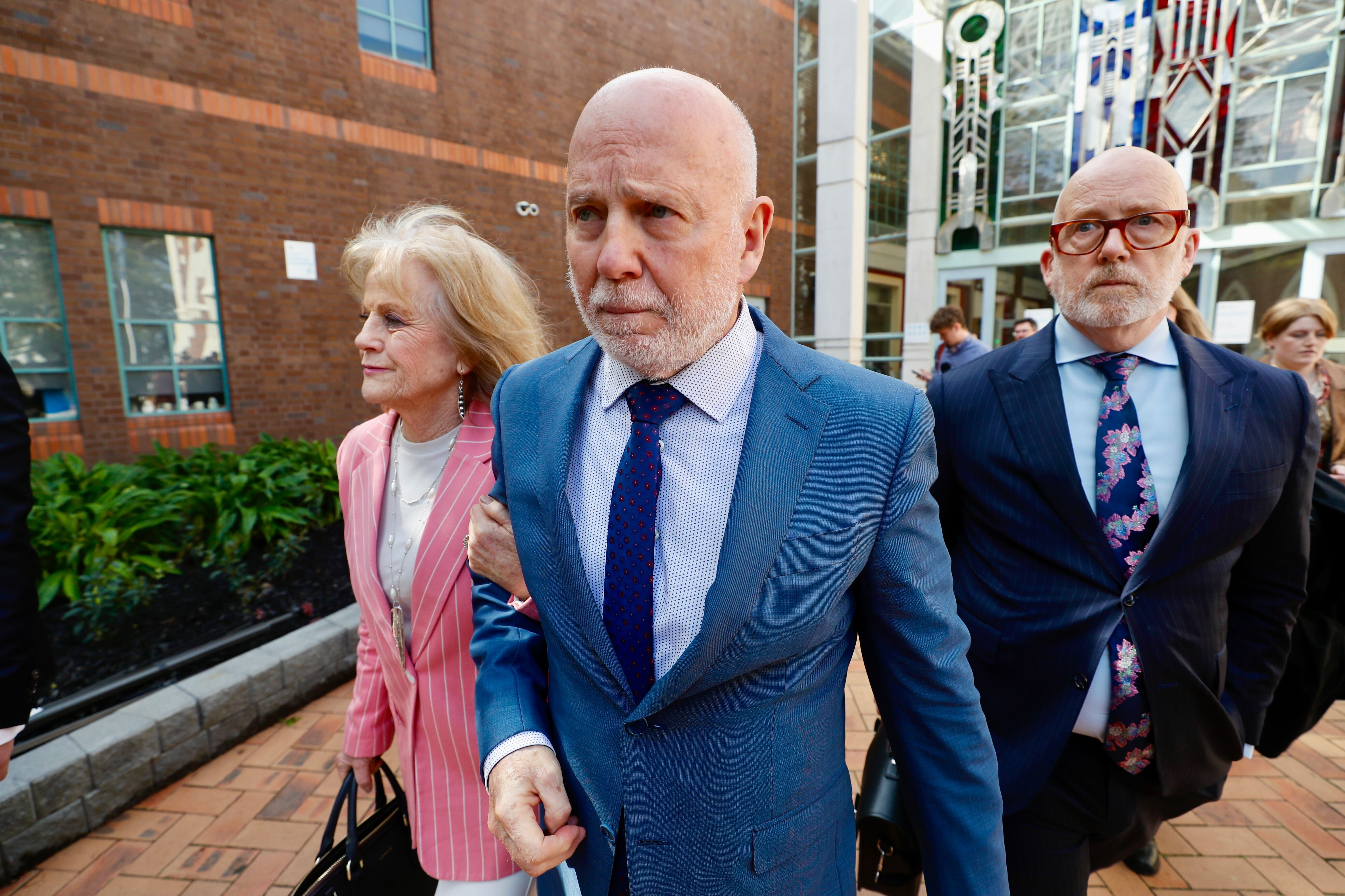 Philip Polkinghorne leaves the High Court at Auckland after the not-guilty verdict. Photo / Dean Purcell