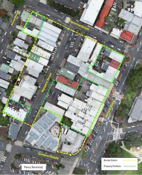 A map showing how much of Devonport will be changed under the $400m+ scheme. Photo / Ministry for the Environment