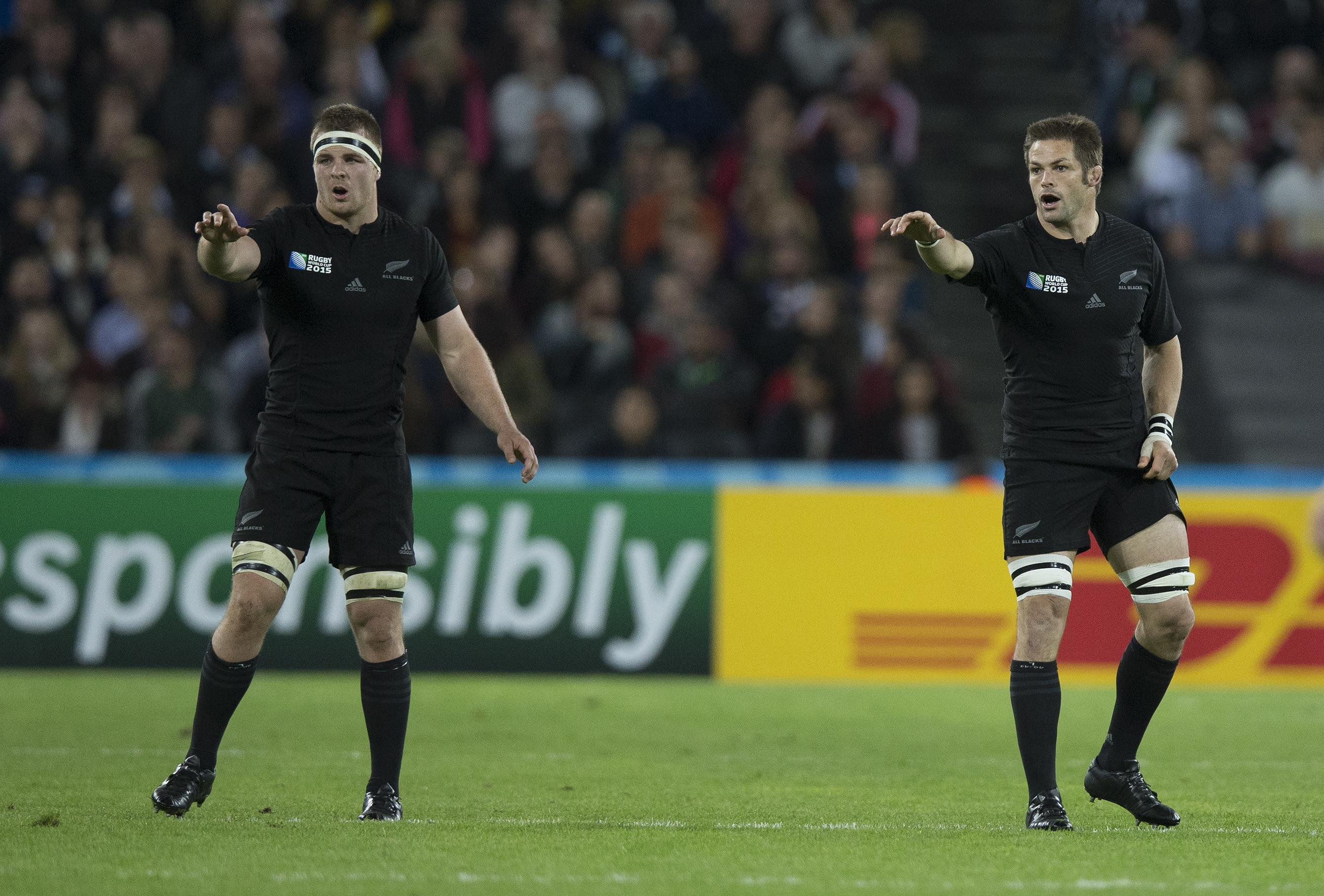 Sam Cane and Richie McCaw during the 2015 Rugby World Cup. Photos / Brett Phibbs