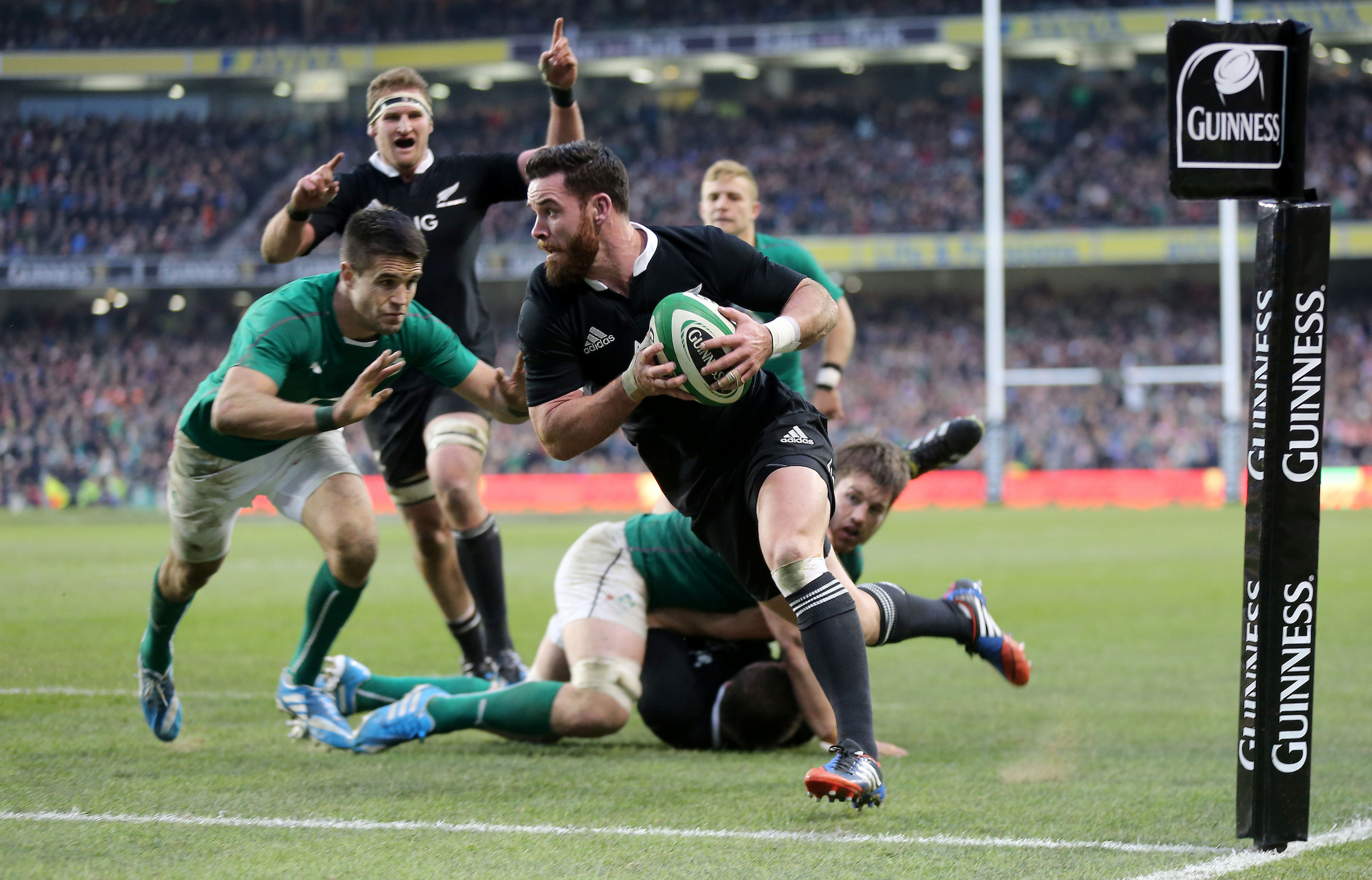 Ryan Crotty crosses the line to score the last try of the game in the 2013 test in Dublin. Photo / Photosport