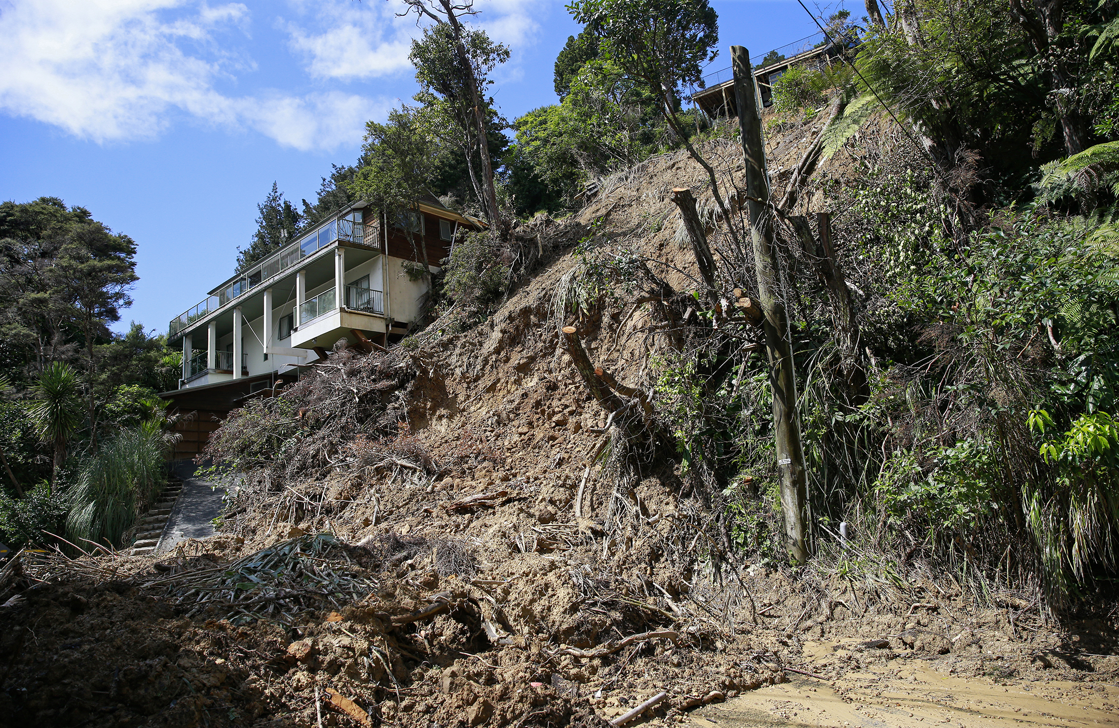Multiple slips in Titirangi West Auckland following heavy rain and Cyclone Gabrielle. Photo / Alex Burton