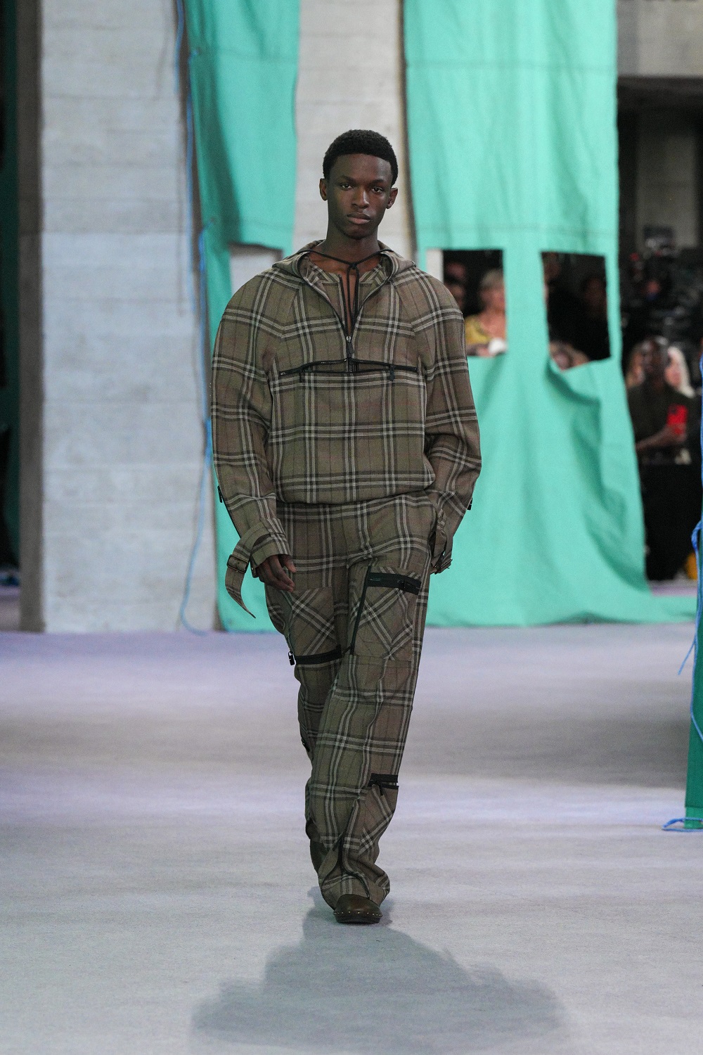 Head-to-toe Burberry tartan in look 39 of the brand's London Fashion Week show.