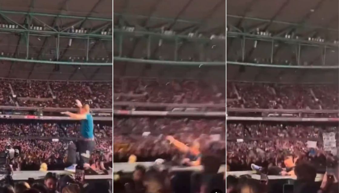 Coldplay frontman Chris Martin tumbled through a stage trapdoor at Melbourne's Marvel Stadium on November 3, 2024. Photo / X / Screengrabs