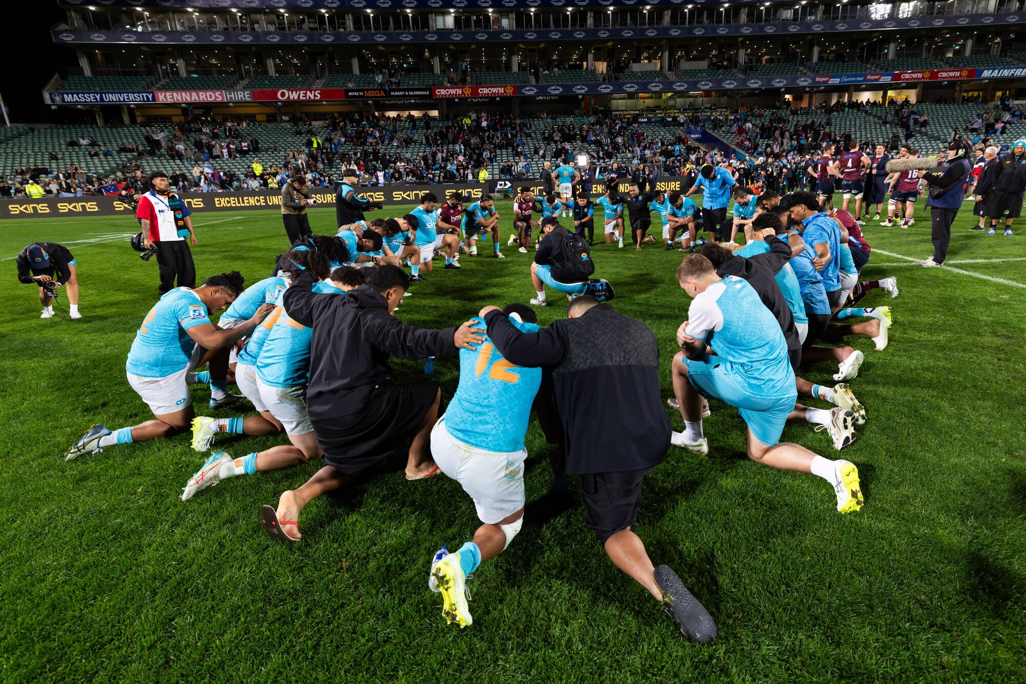 Moana Pasifika after their loss to the Reds in May. Photo / Photosport