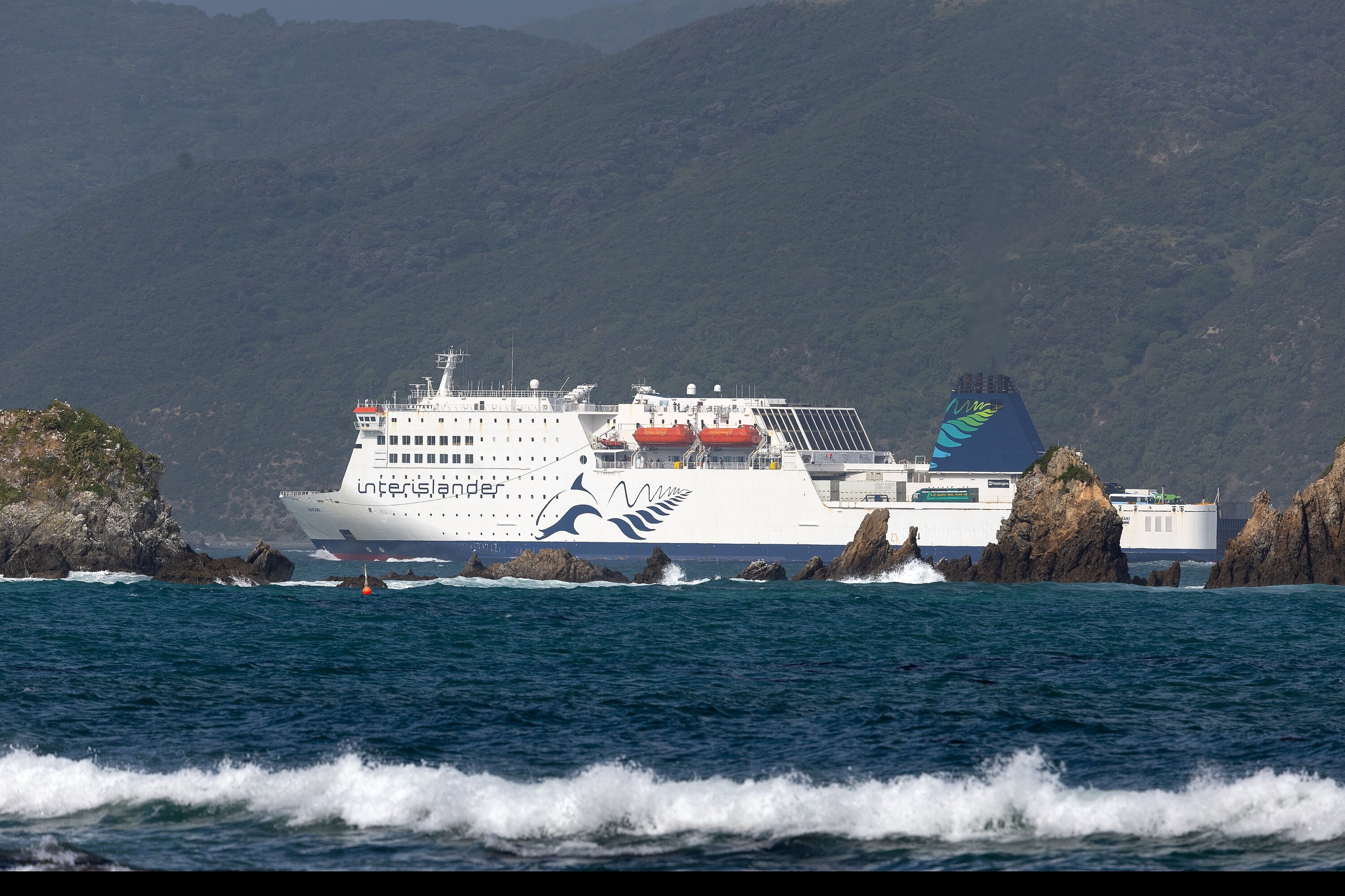 The Interislander ferry Kaitaki heads into Wellington. Photo / Marty Melville 