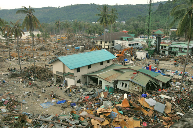 Phuket's Phi Phi Island, 2004. The Indian Ocean earthquake and tsunami - caused by a subduction zone 