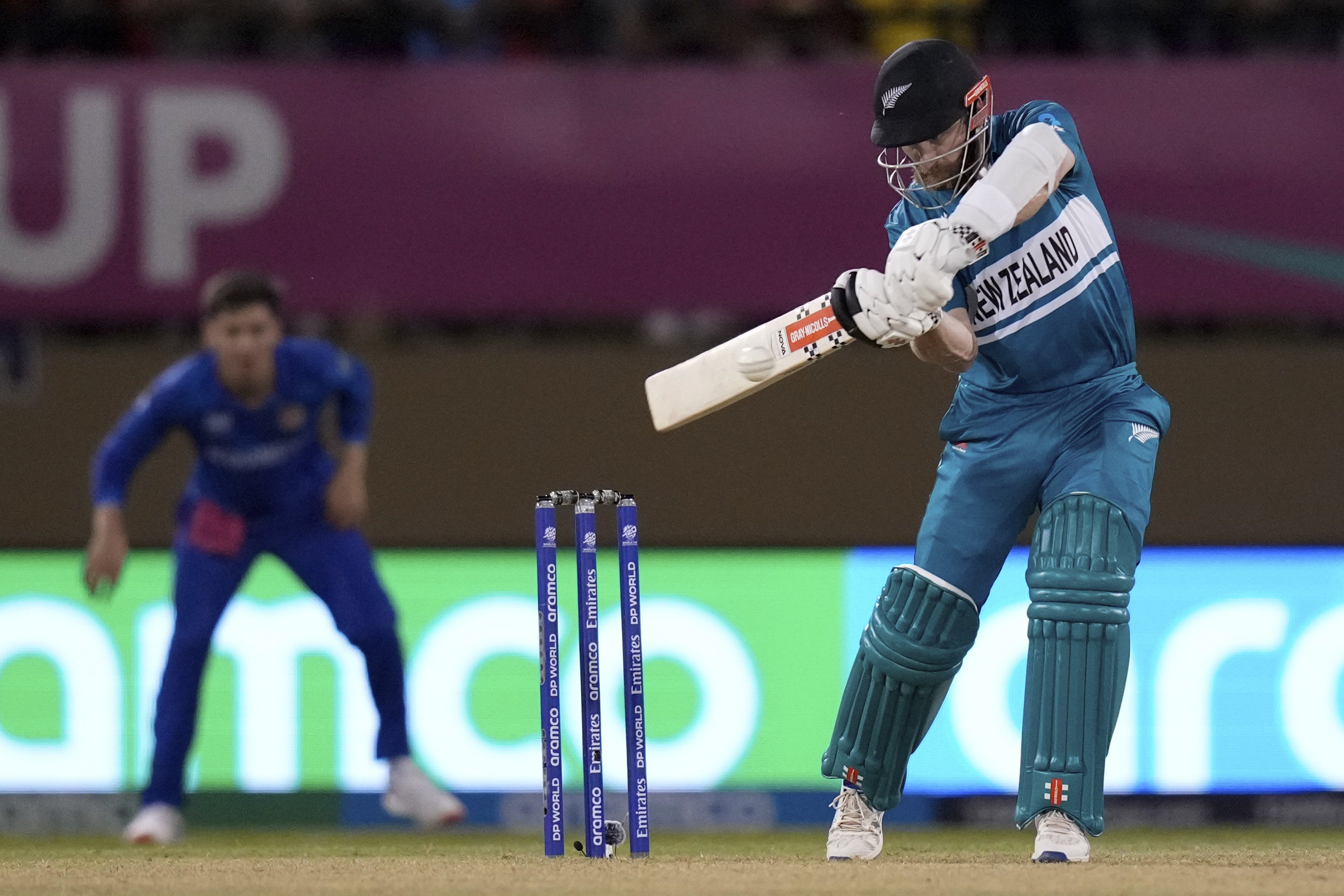 New Zealand's captain Kane Williamson bats against Afghanistan. Photo / AP