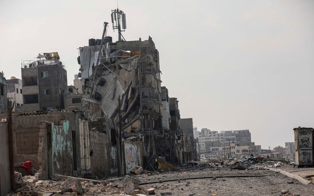 Damage to buildings caused by the ongoing Israeli airstrikes on Gaza City. Photo / AP