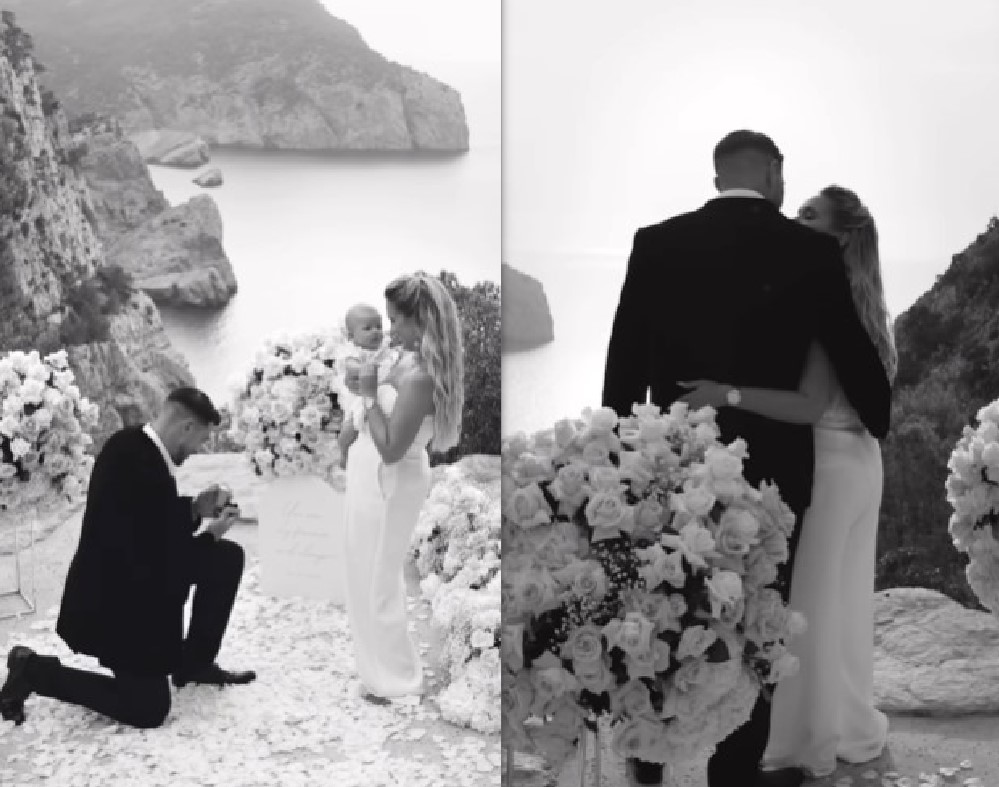 Molly-Mae Hague and Tommy Fury got engaged in Ibiza while on holiday with their daughter, Bambi. Photo / Instagram