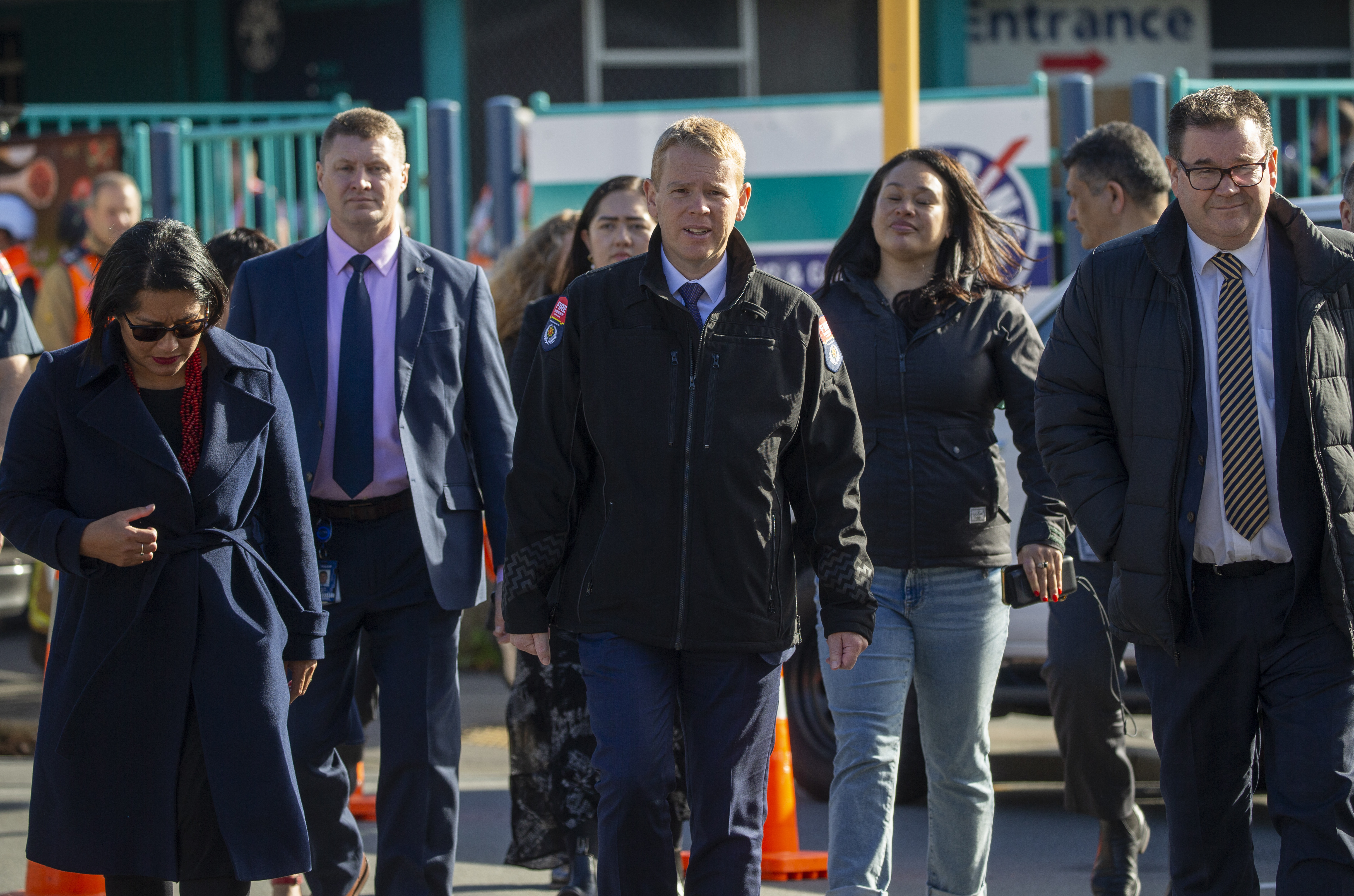Prime Minister Chris Hipkins was at the scene of the fire at Loafers Lodge in Newtown this morning. Photo / Mark Mitchell