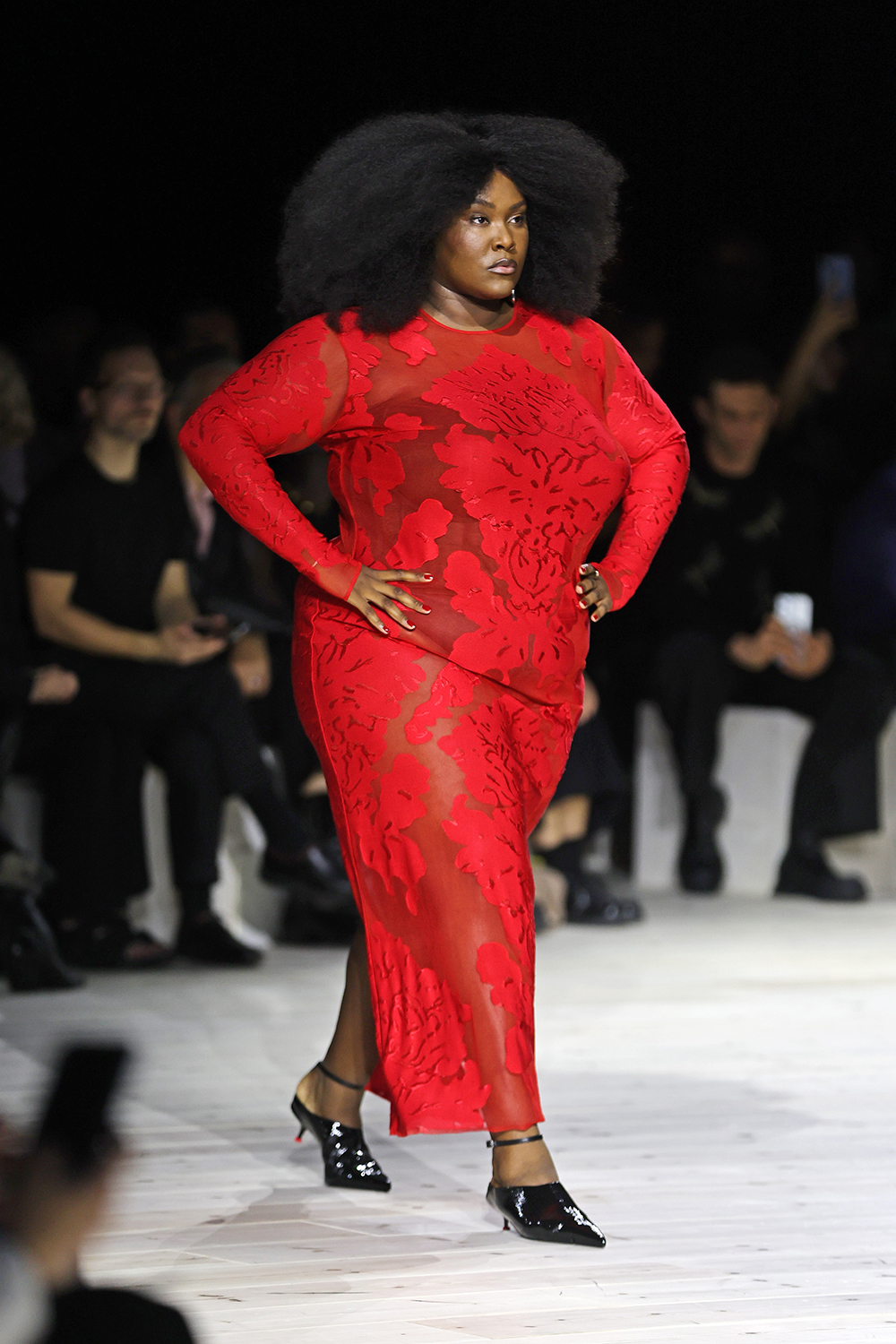 Yseult walks the runway at Le Carreau du Temple. Photo / Getty Images