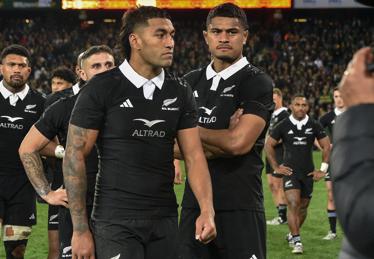 Rieko Ioane and Tupou Vaa'i react to South Africa's win over the All Blacks. Photo / Photosport