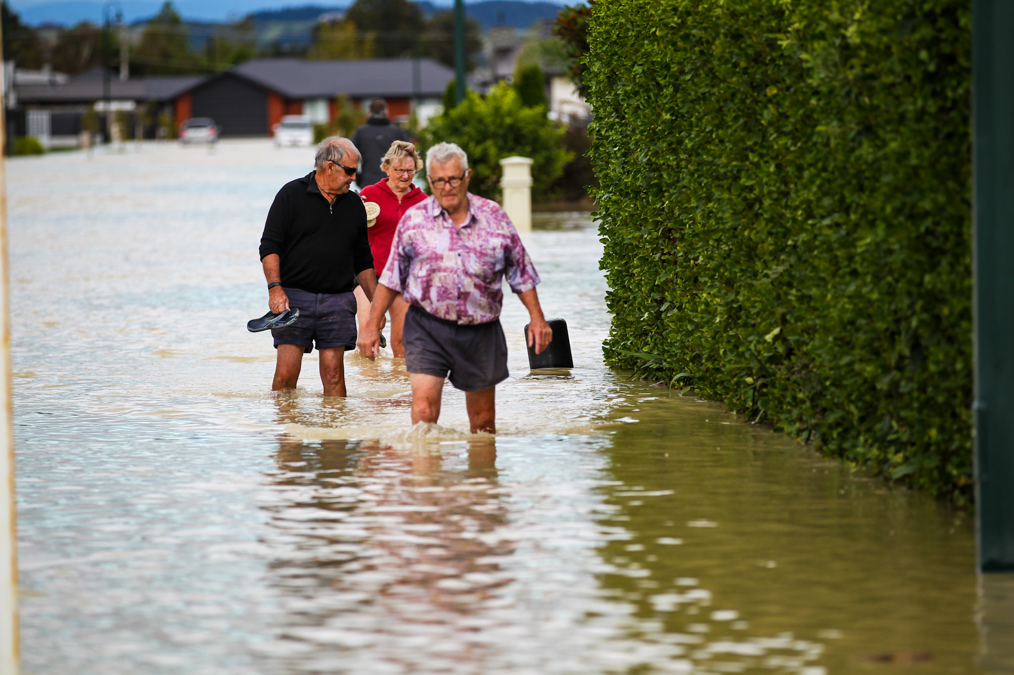 Residents of Napier's Te Awa Estates evacuate amid flooding caused by ex-tropical Cyclone Gabrielle. Photo / Paul Taylor
