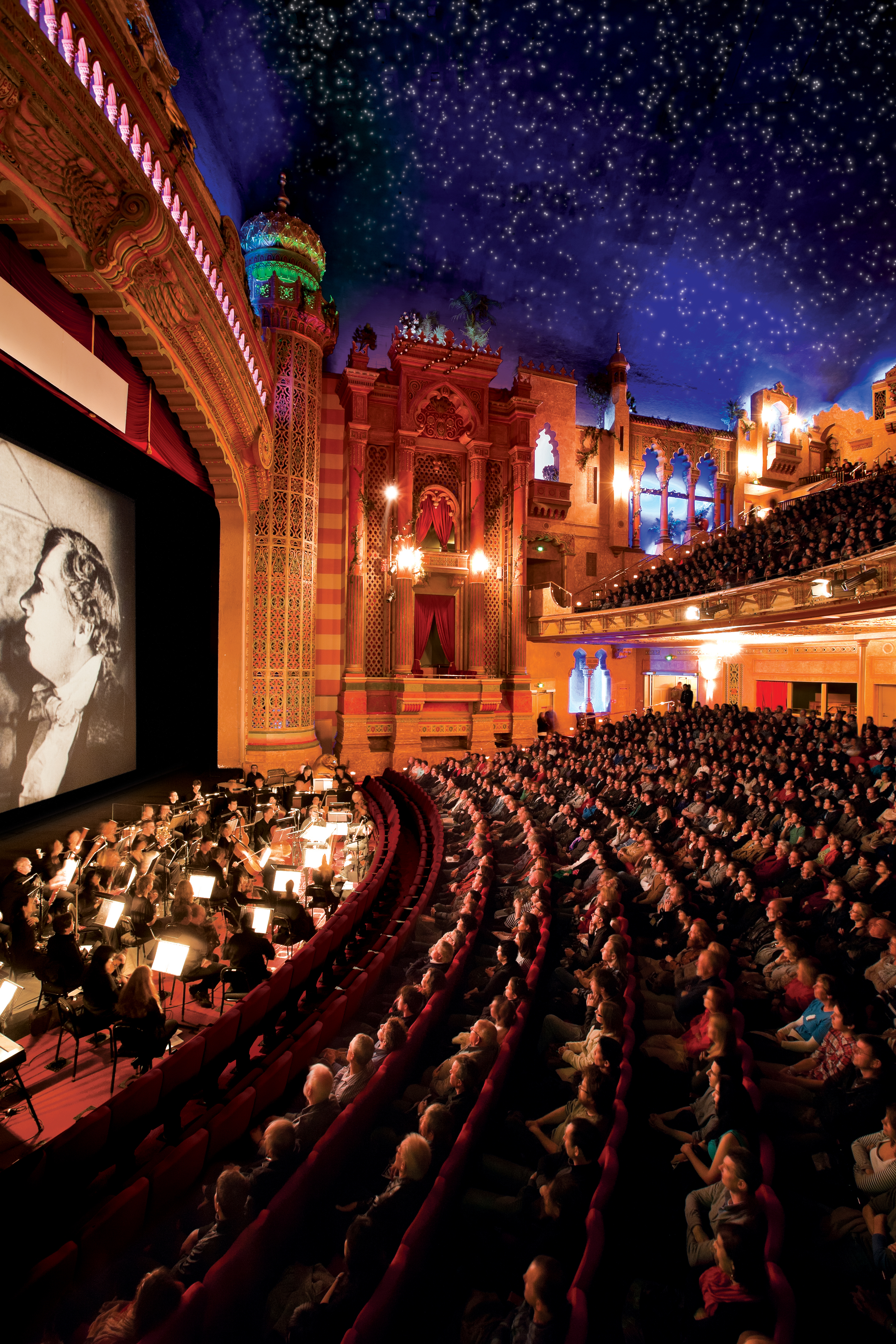The theatre underwent a $40 million refurbishment in the 1990s and is a wonderland of minarets, panthers and Buddhas.