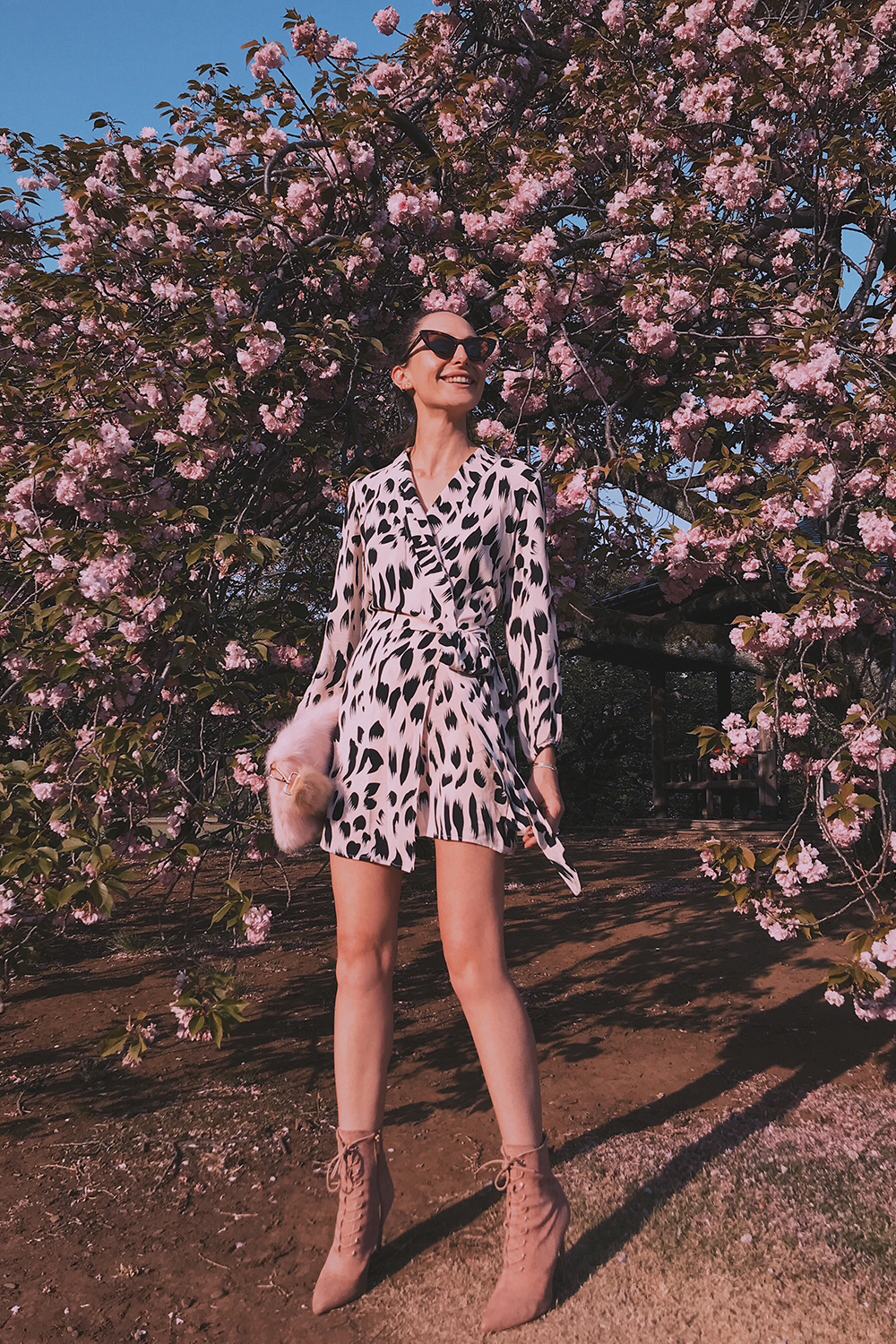 Marina Didovich wearing the silk wrap dress from Ruby's Faux Pas collection. Picture / Supplied