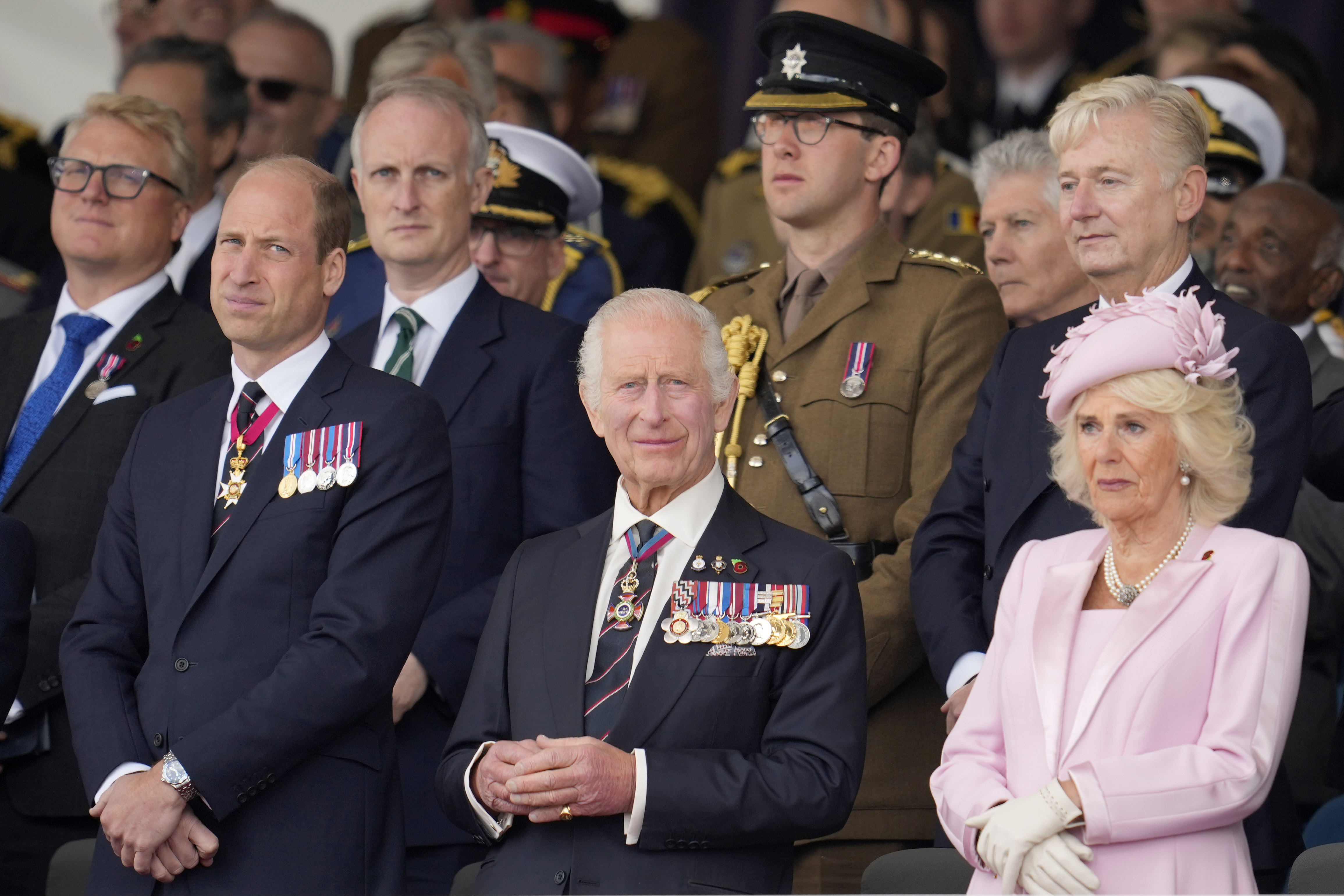 Britain's Prince William, Prince of Wales, Britain's King Charles III and Queen Camilla attend the UK's national commemorative event for the 80th anniversary of D-Day. Photo / Getty Images