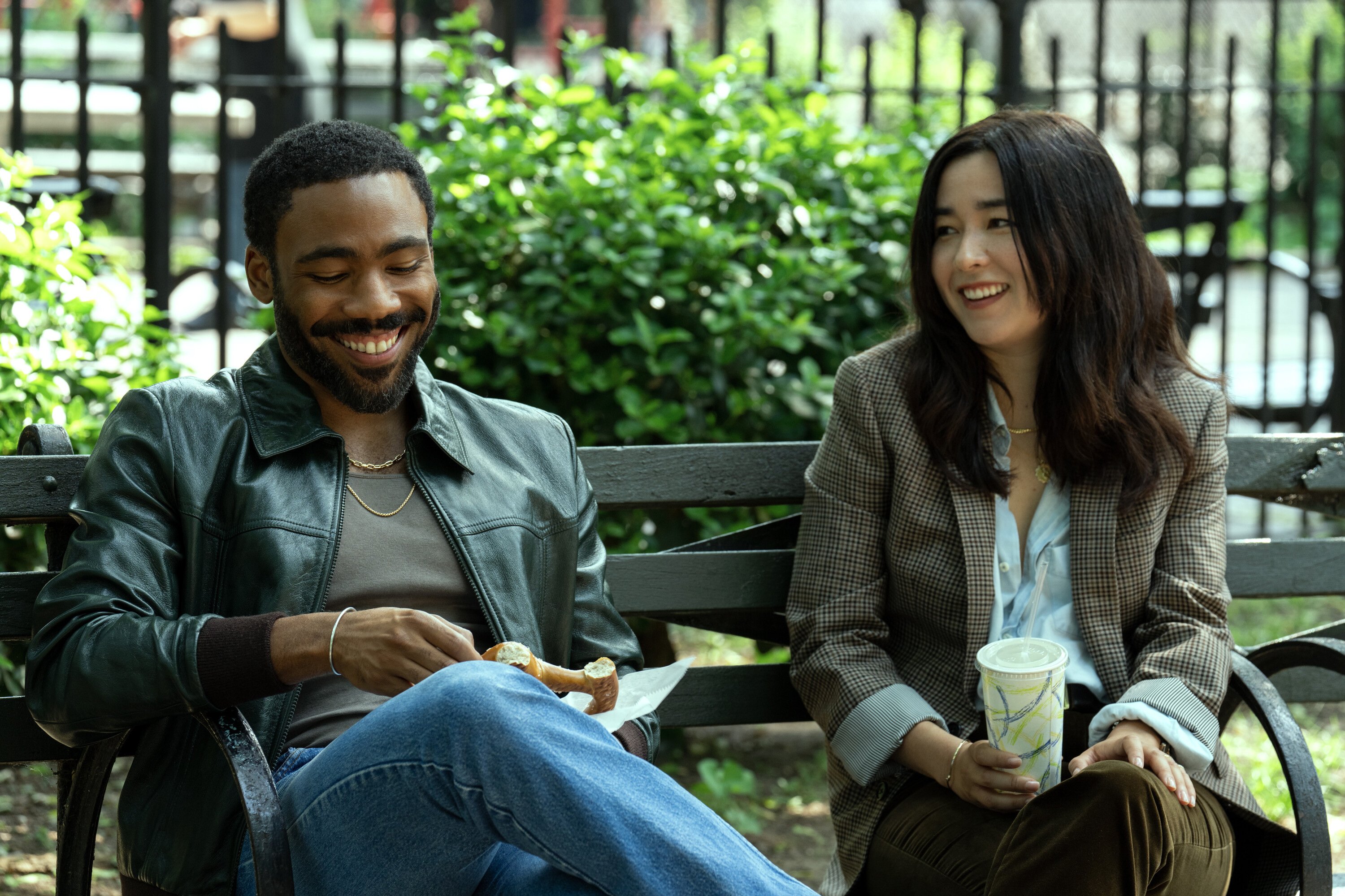 Donald Glover and Maya Erskine in the espionage series ‘Mr. & Mrs. Smith’.