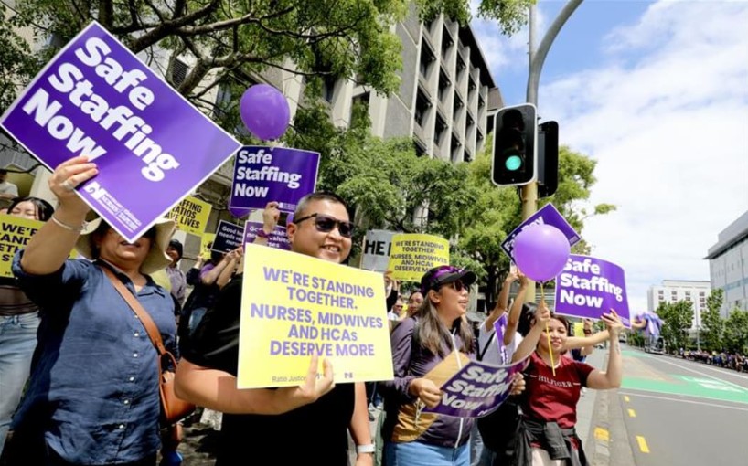 Auckland nurses took strike action in December over pay and staffing. Photo / Marika Khabazi, RNZ