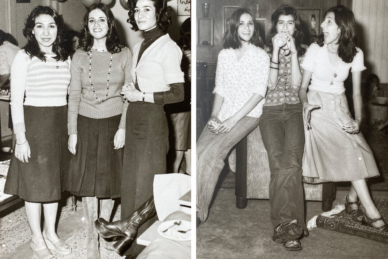 Left: Golriz's mother Maryam (centre). Right: Maryam on the left. Photos / Supplied