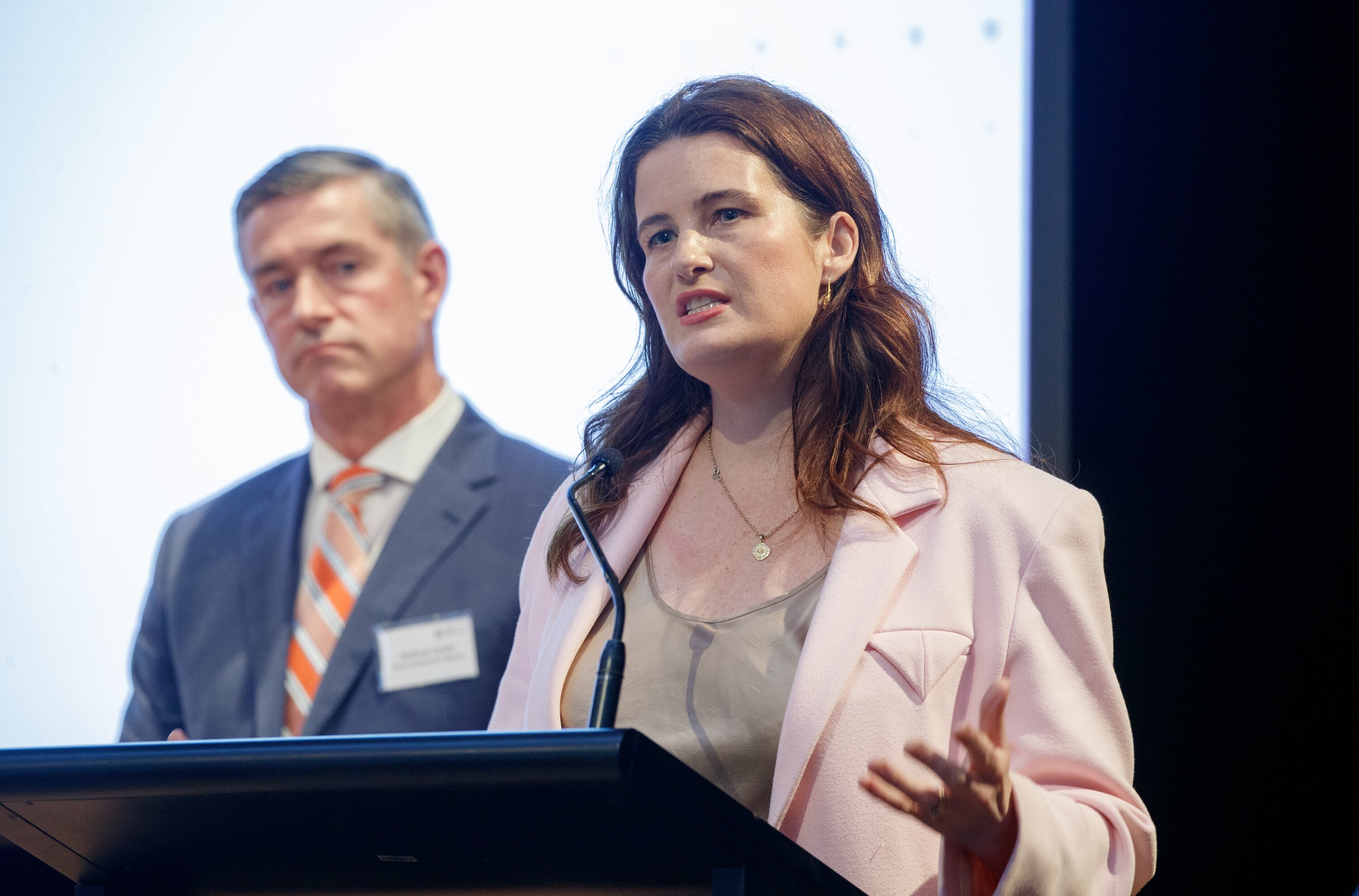 Social Investment Minister Nicola Willis and Andrew Coster at the Social Investment Hui in Lower Hutt earlier this month. Photo / Mark Mitchell