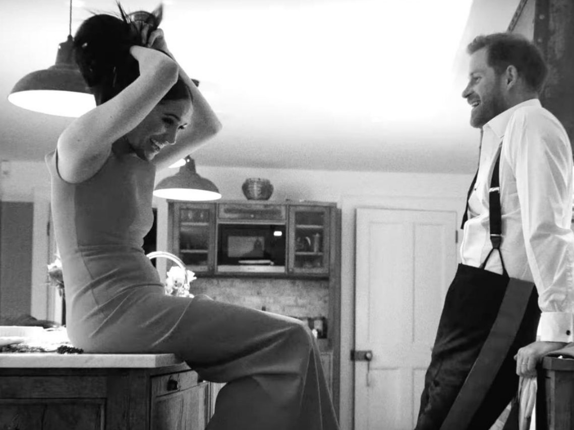 Harry and Meghan in the kitchen of Frogmore Cottage. Photo / Netflix