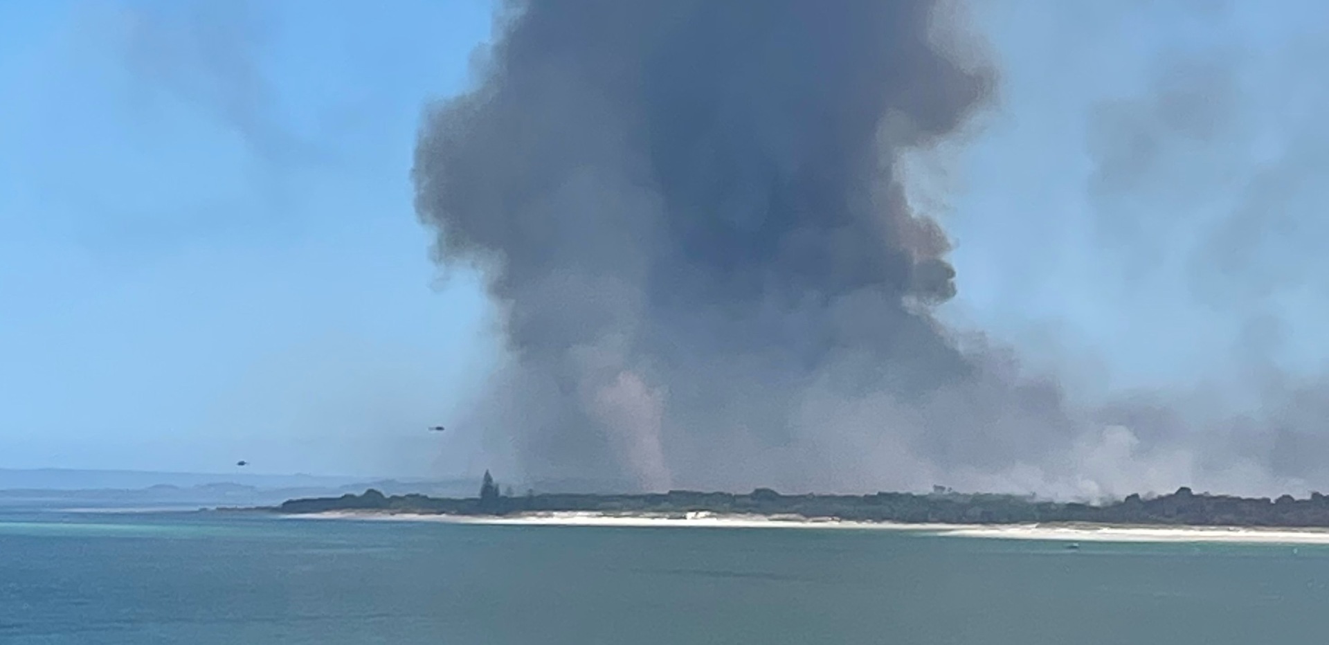 Image of the blaze in the Far North taken from Rangiputa Beach New Year's Day. Photo / Nick Jury