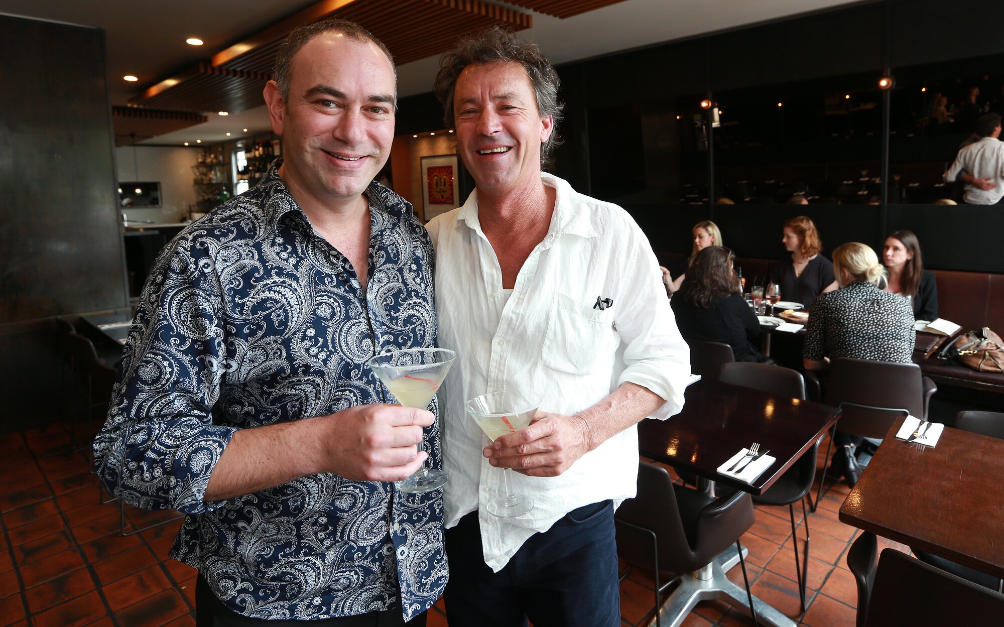 Prego general manager Brandon Le'alulu and owner Kelvin Gibson, pictured at the restaurant's 30th birthday in 2016. Photo / Doug Sherring