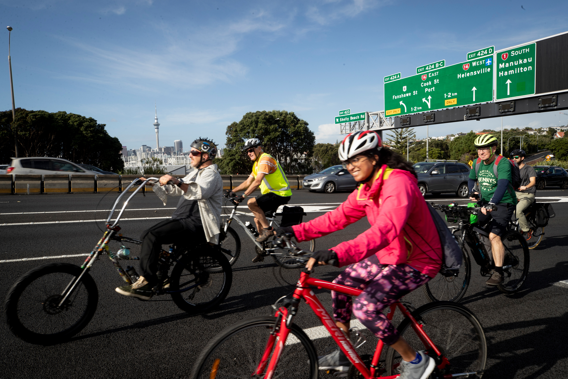 Biking the bridge, May 30. Photo / Dead Purcell