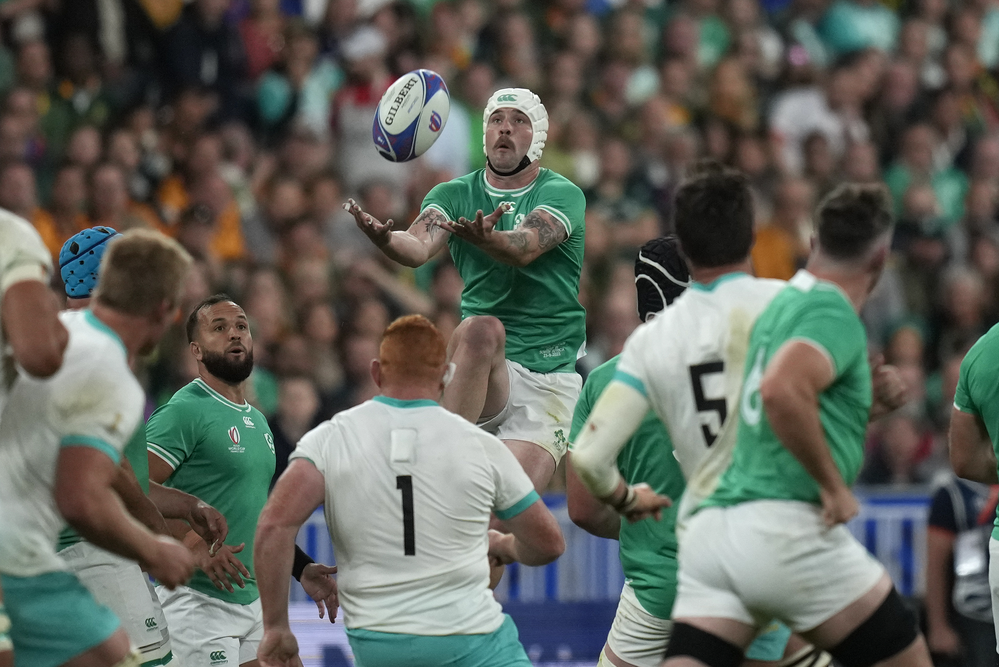 Ireland's Mack Hansen scored the opening try of his side's win over the Springboks. Photo / AP