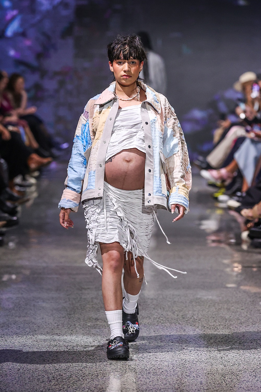 Nicole Van Vuuren showcased her confidence with repurposed textiles. Photo / Getty Images
