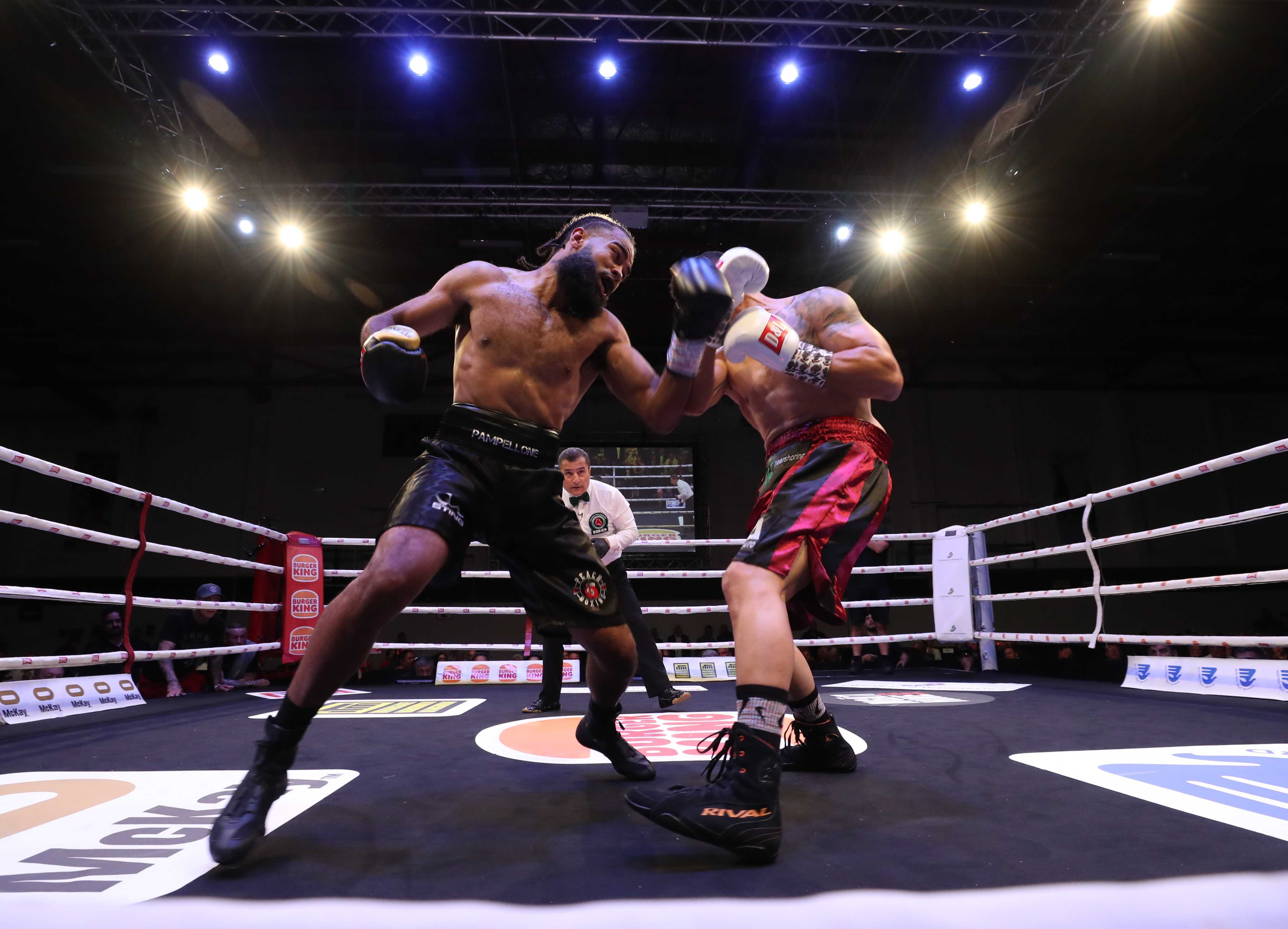 Jerome Pampellone beat Rogelio Media by first-round stoppage. Photo / Michael Cunningham