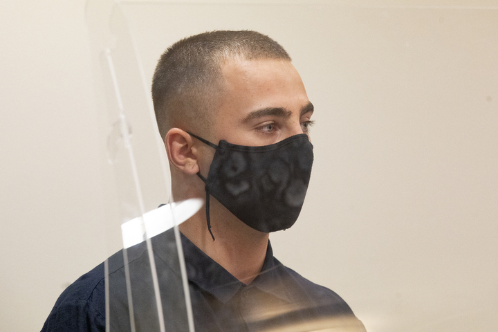 Hunter Ericsson appears in the Rotorua District Court to be sentenced for reckless driving causing Joshua Heath's death. Photo / Andrew Warner