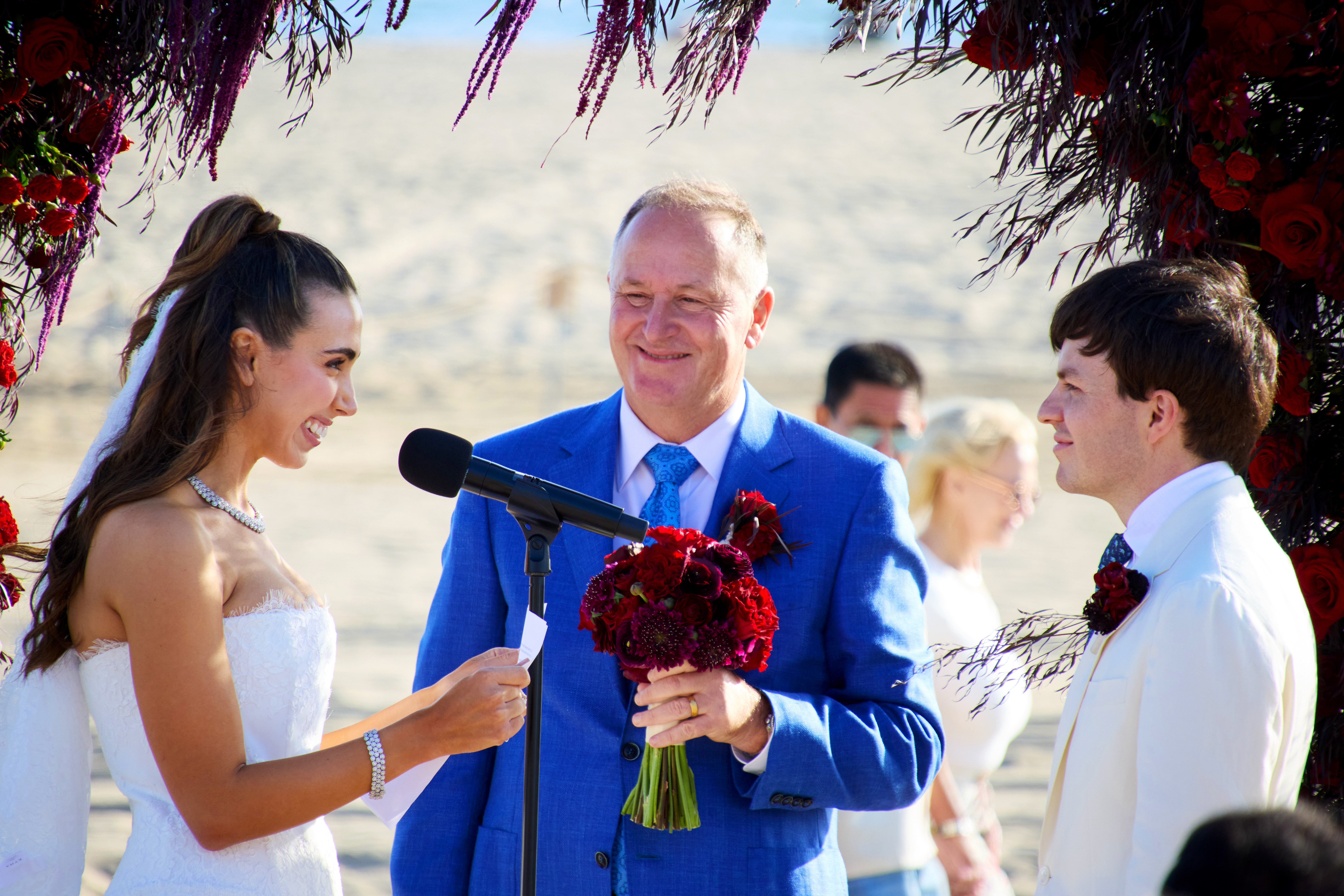 The former PM had guests in stitches at tech mogul Jamie Beaton and Priscilla Putzer’s LA wedding. Photo / Woman's Day