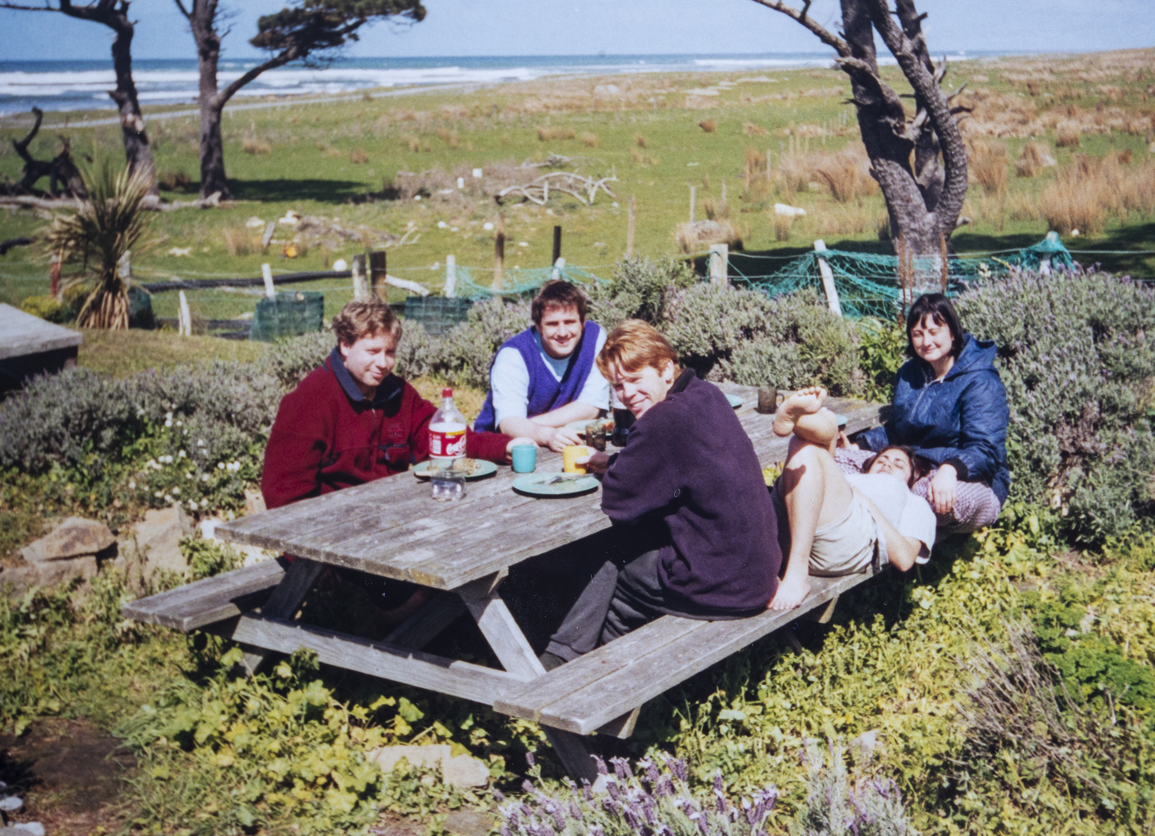 Chris Hipkins, centre with, from left, Andrew Campbell, Sam Huggard, Ayesha Verrall and Fran Renton, on a Wairarapa road trip when students.  