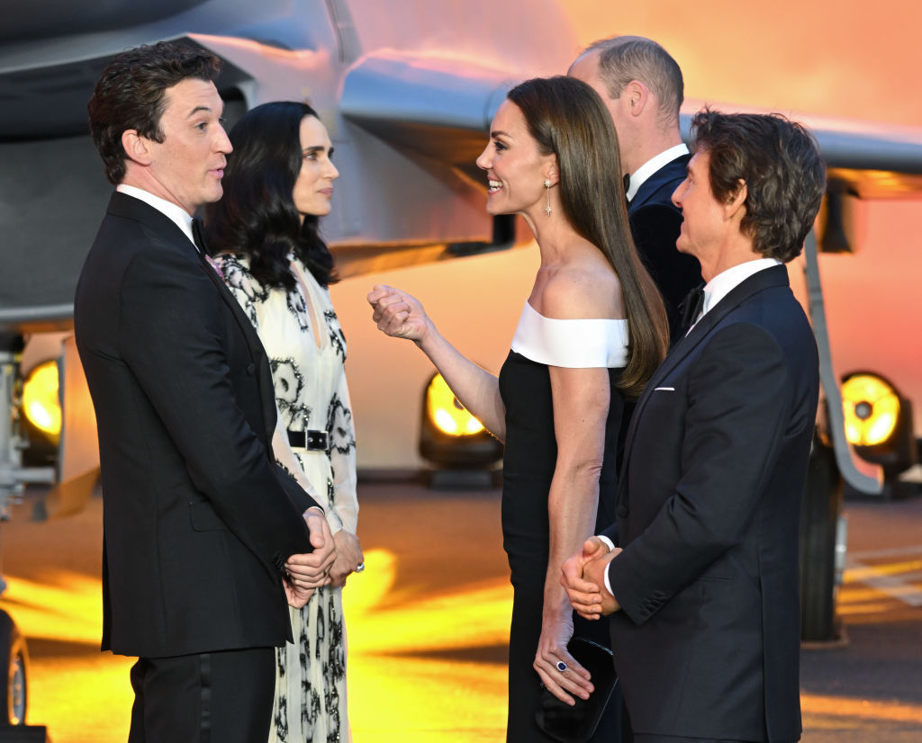 Miles Teller, Jennifer Connelly, Tom Cruise, the Duke of Cambridge and the Duchess of Cambridge. Photo / Getty Images