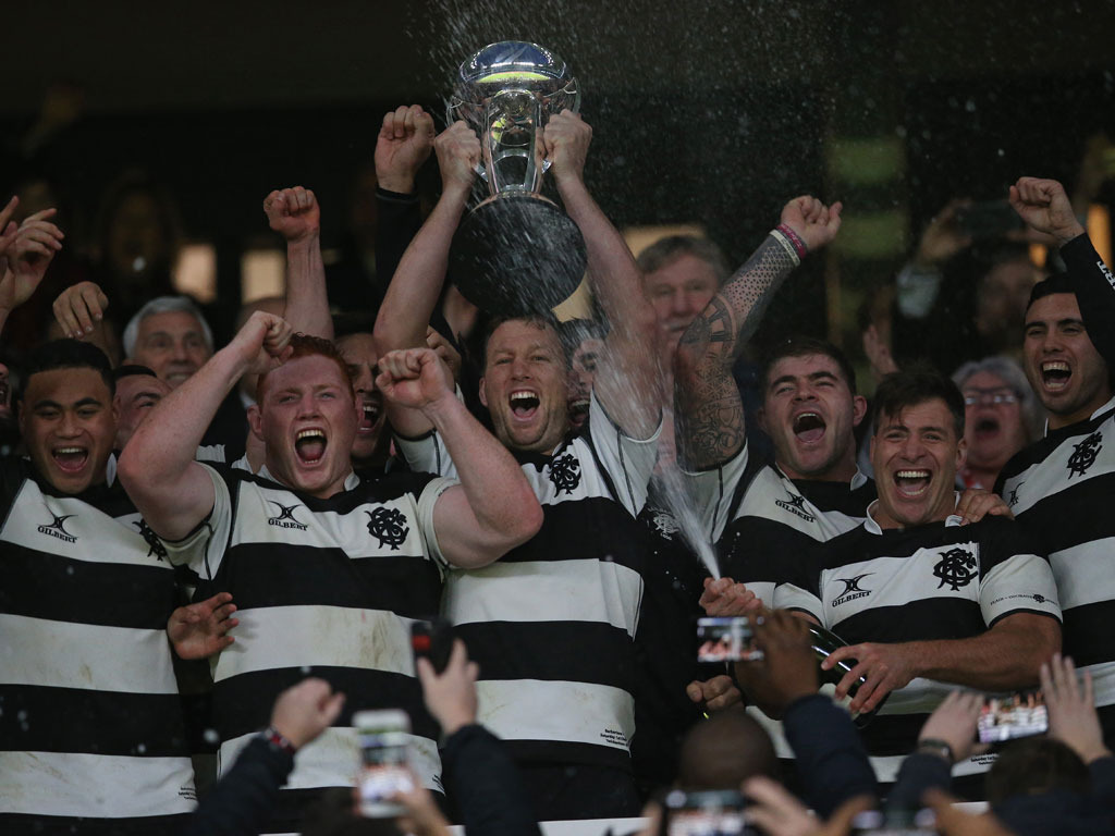 Wyatt Crockett of Barbarians lifts the Killick Cup after the Killick Cup match between Barbarians and Argentina. Photo / Getty Images.