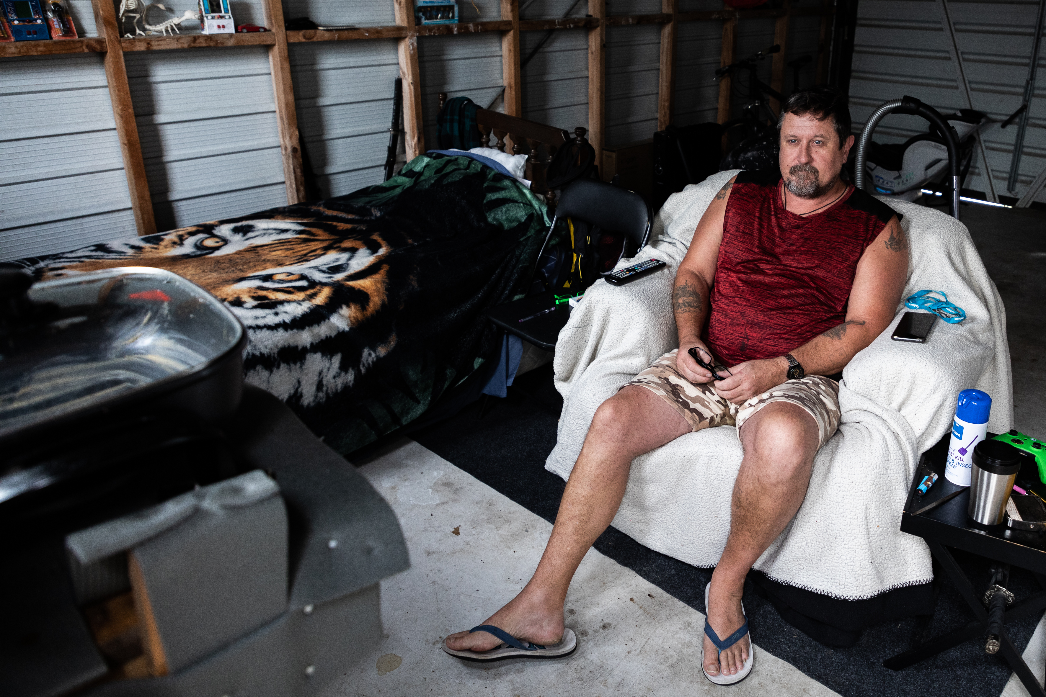 Malcolm Stanford is living in a garage because he can’t find anywhere in Tauranga to rent. Photo / Alex Cairns