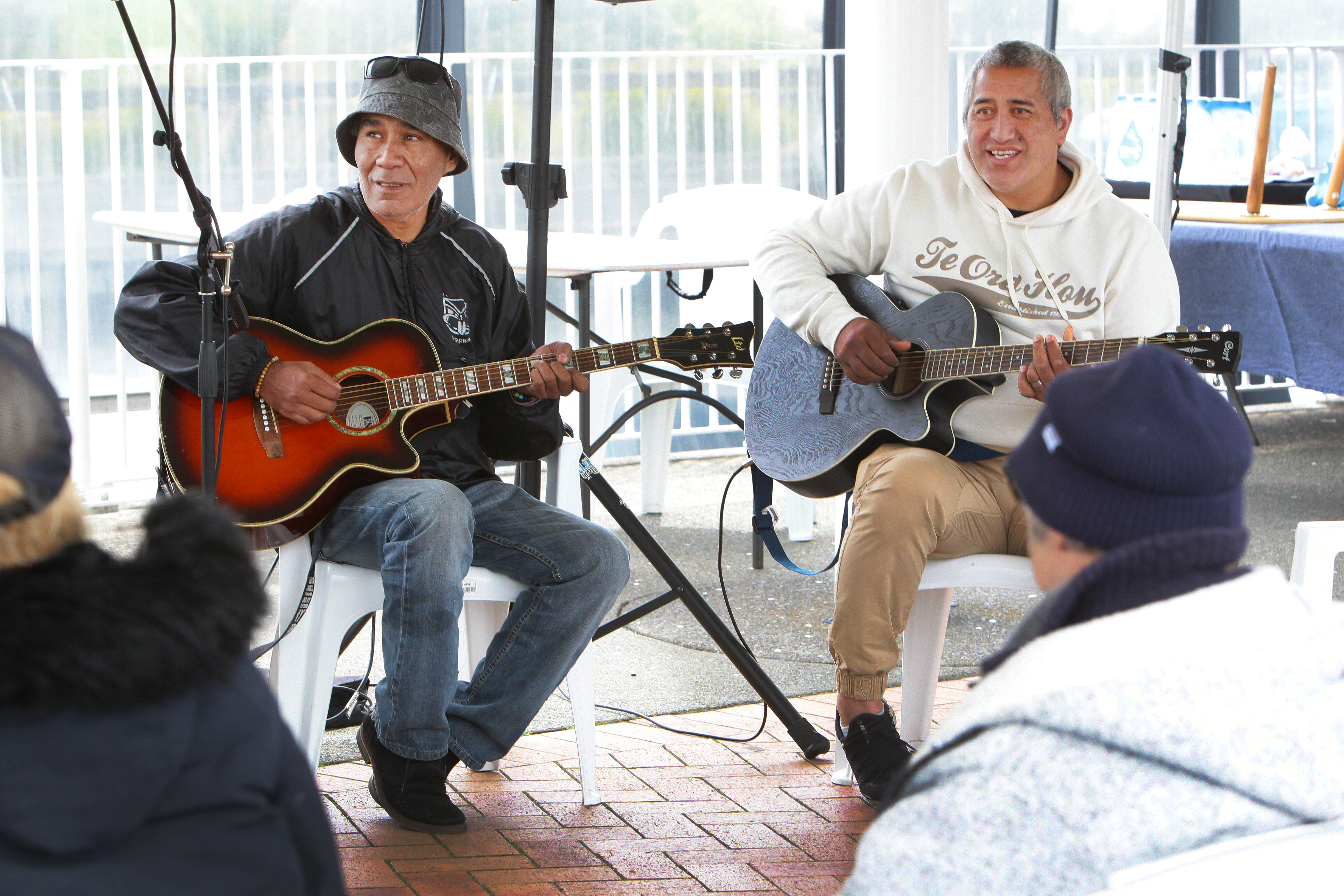 October 10 was World Homeless Day and to help raise awareness about Whangārei's rough sleepers, Mai Morgan and Sonny More add an acoustic flavour to the gathering. Photo / Tania Whyte