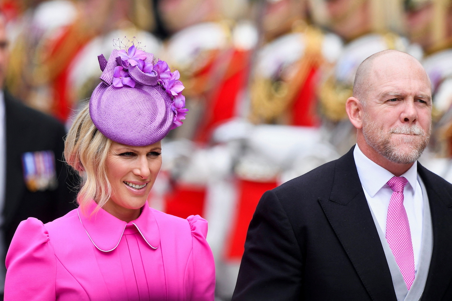 Zara Tindall and her husband Mike Tindall arrive for a service of thanksgiving for the reign of Queen Elizabeth II. Photo / AP