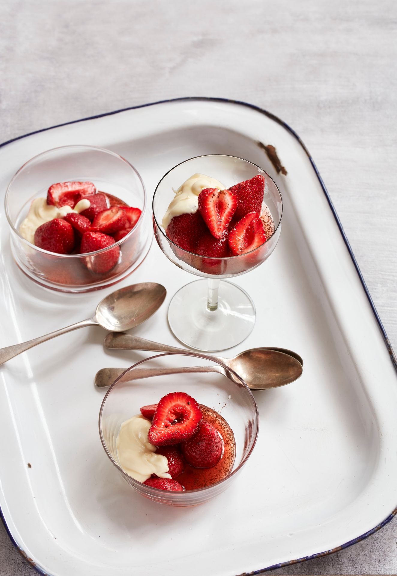 Black pepper and sumac strawberries with honey creme fraiche-image