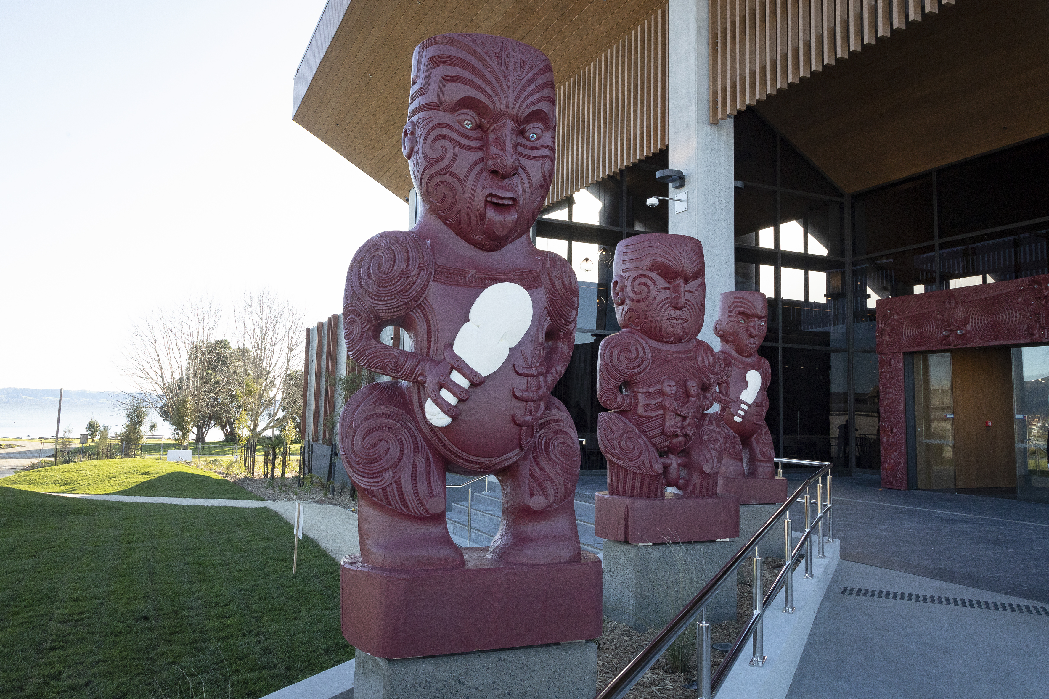 Wai Ariki is guarded by six statues of tipuna [ancestors] of Ngāti Whakaue. Photo / Andrew Warner