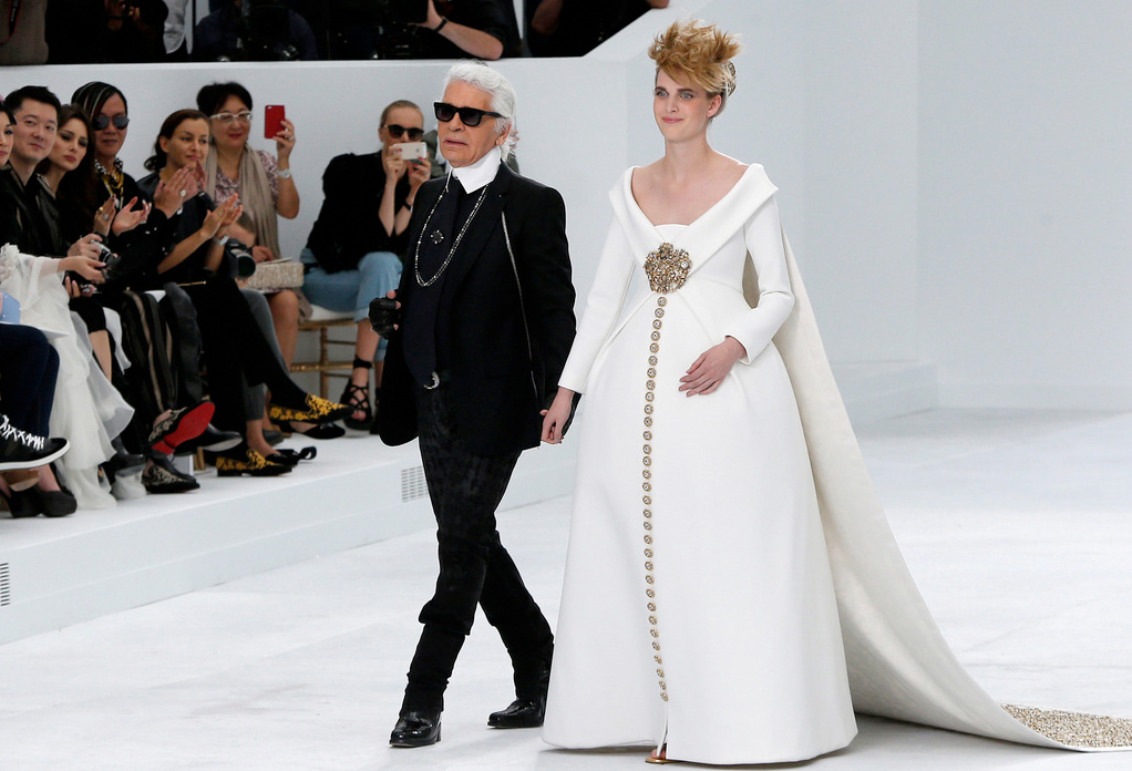 Karl with New Zealand model Ashleigh Good for Chanel in 2014. Photo / Getty Images