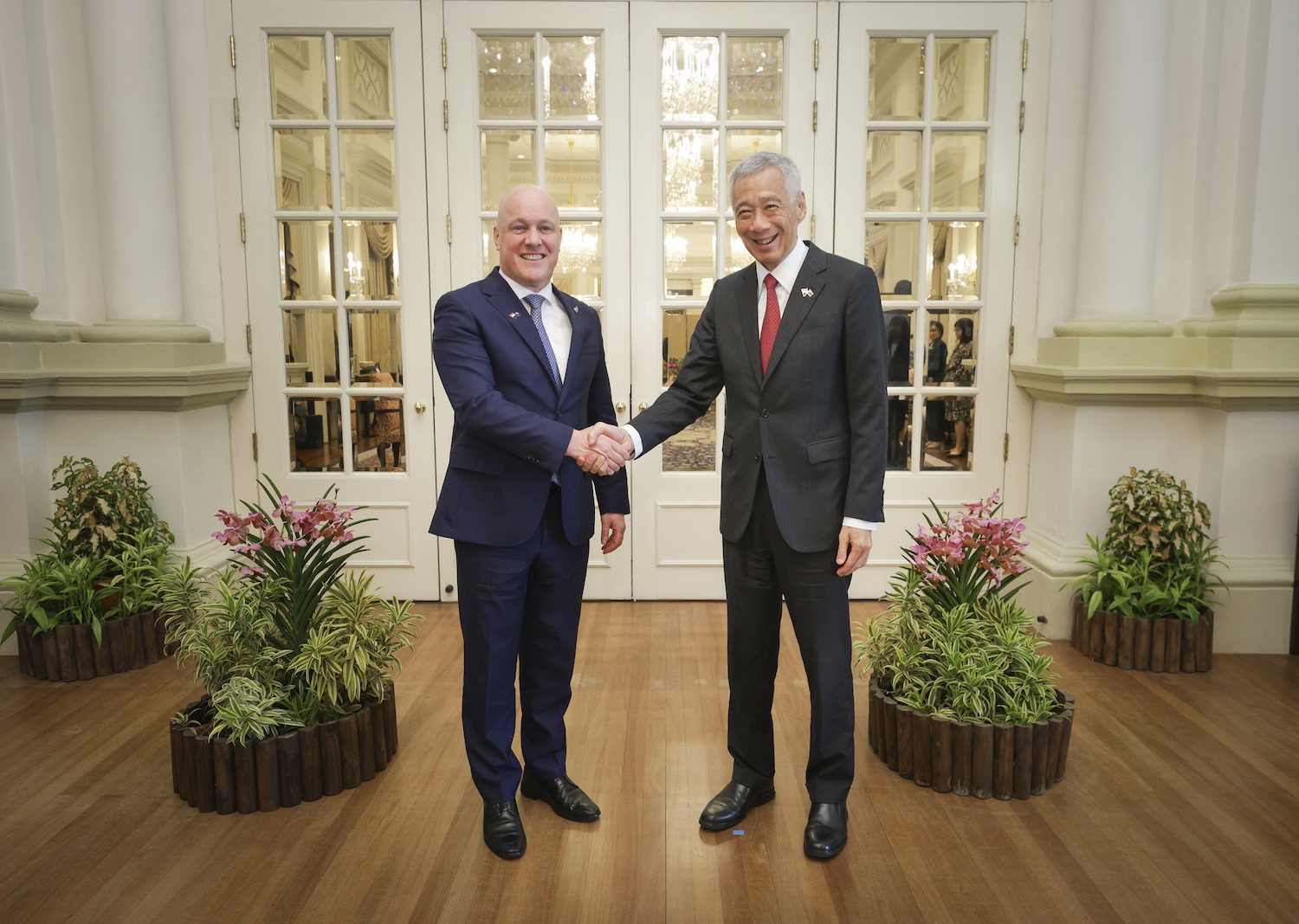 Prime Minister Christopher Luxon met with Singapore's Prime Minister Lee Hsien Loong in April. Photo / Supplied 